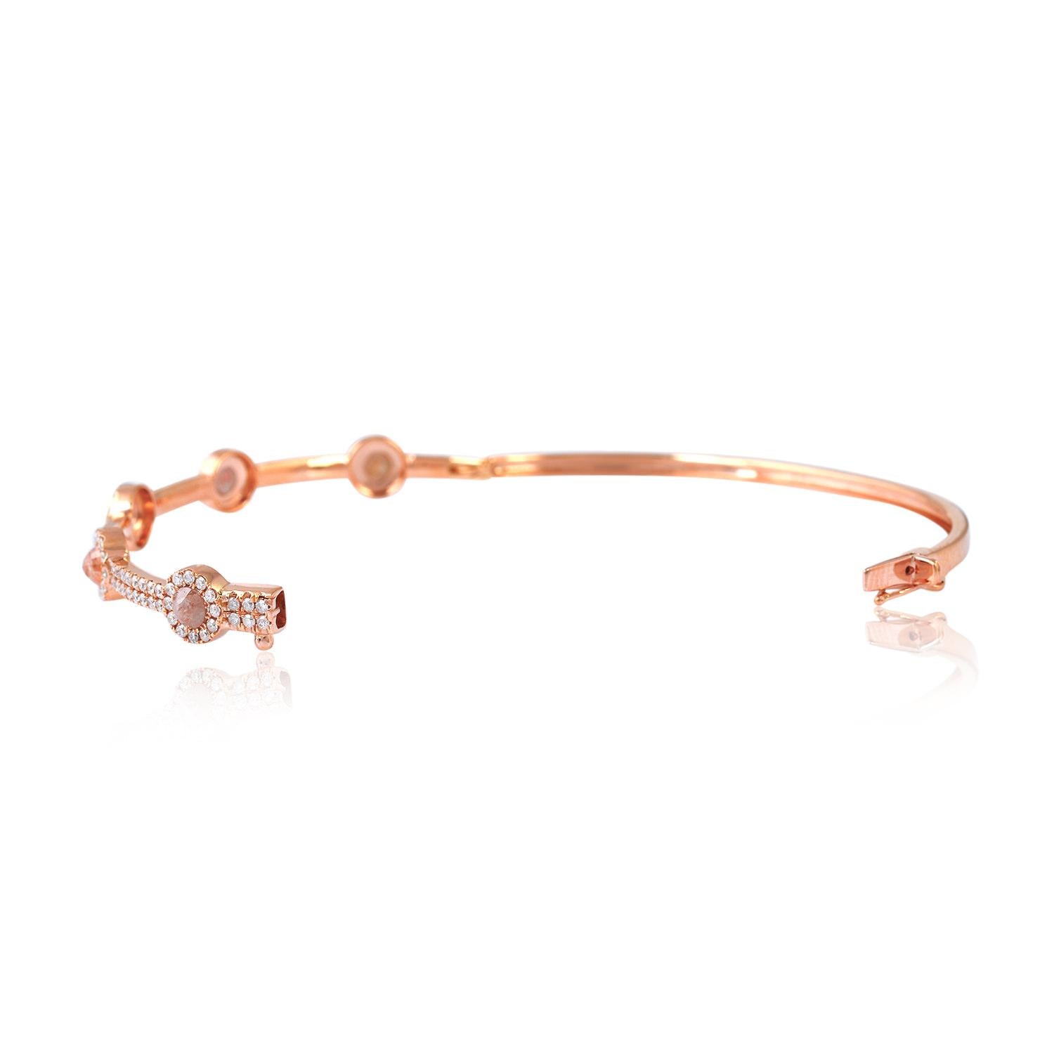 Taglio misto Bracciale Ice Diamond con diamanti in oro rosa 18 carati in vendita
