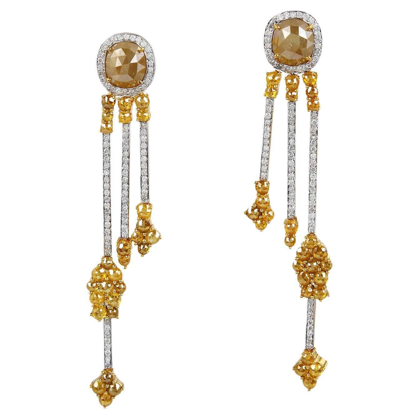 Ice Diamond Chandelier Earrings Made In 18k Yellow Gold