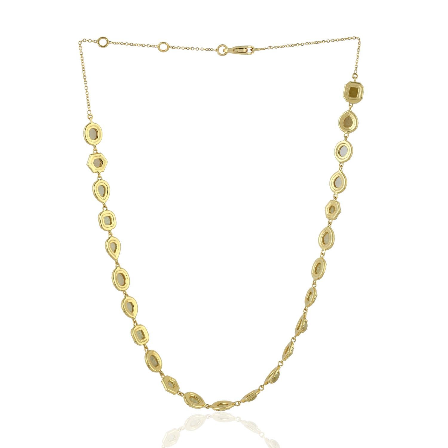 Artisan Ice Diamond Choker Necklace With Diamonds Made In 18k Yellow Gold For Sale