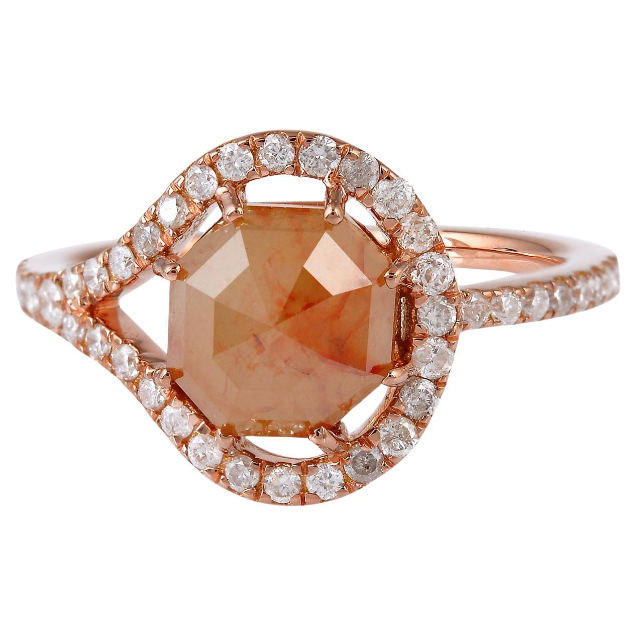 Ice Diamond Cocktail Ring Surrounded By Diamonds Made In 18k Rose Gold For Sale