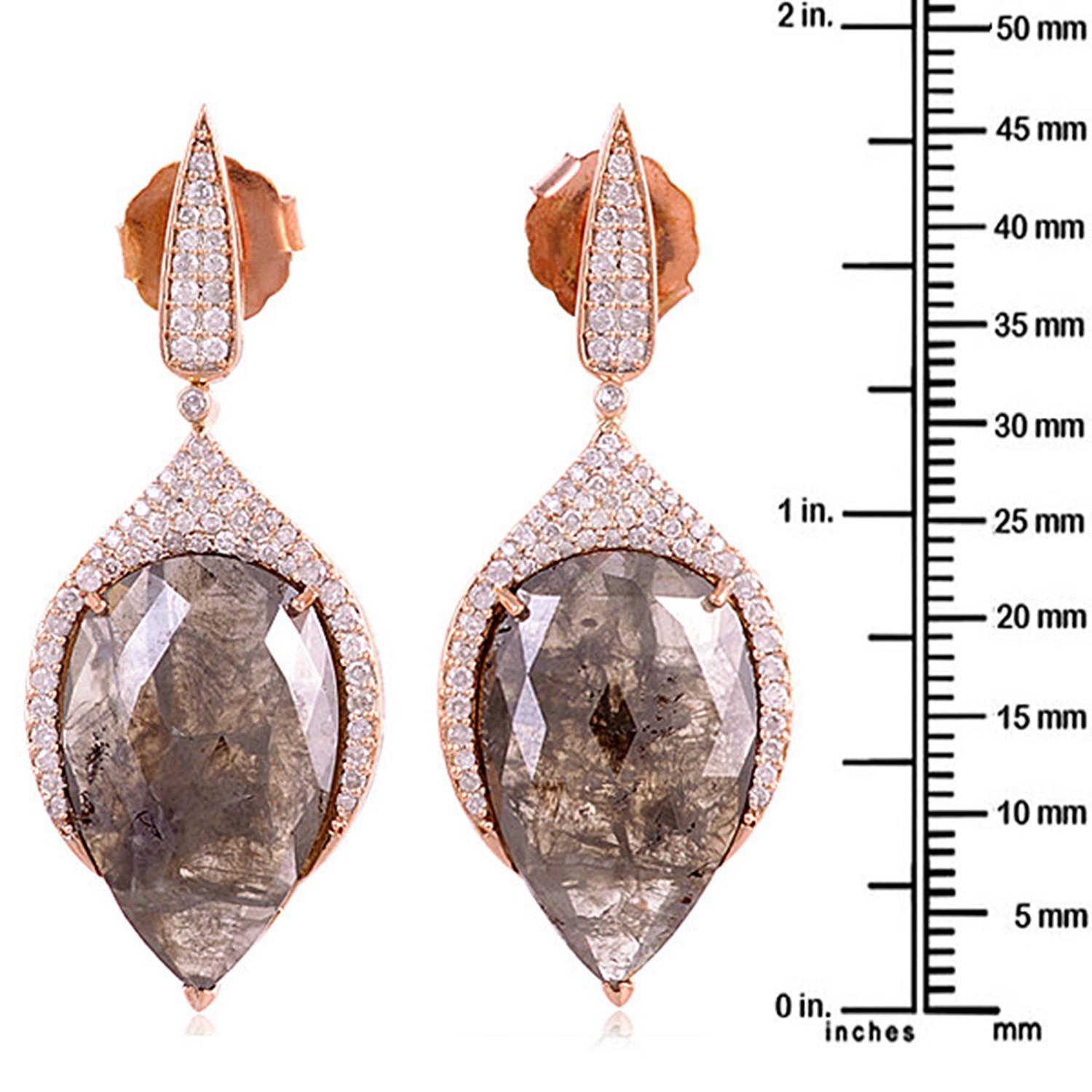 Eis-Diamant-Ohrring mit Pavé-Diamanten aus 18 Karat Roségold (Gemischter Schliff) im Angebot
