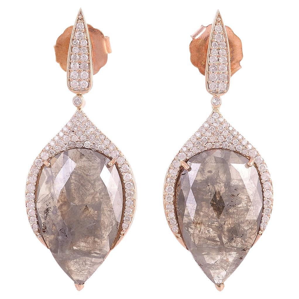 Eis-Diamant-Ohrring mit Pavé-Diamanten aus 18 Karat Roségold im Angebot