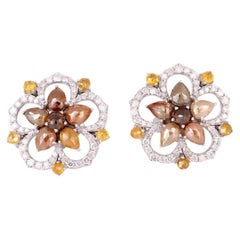 Ice Diamond Flower Shaped Studs Made In 18k Gold