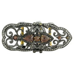 Ice Diamond Knuckle Ring with Filigree Work & Pave Diamonds in 18k Gold & Silver