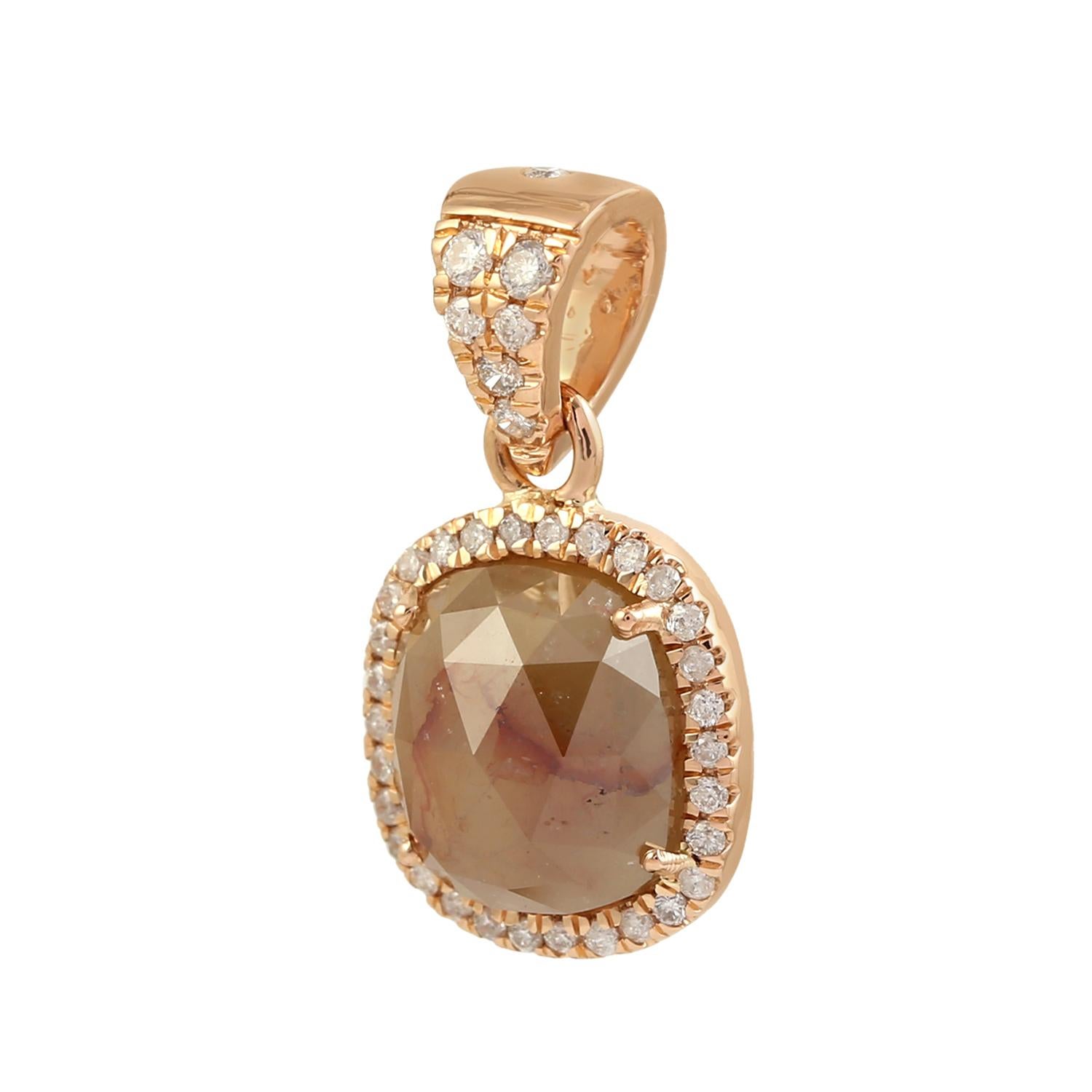 Artigiano Ciondolo Ice Diamond Minimal con diamanti bianchi in oro 18 ct. in vendita