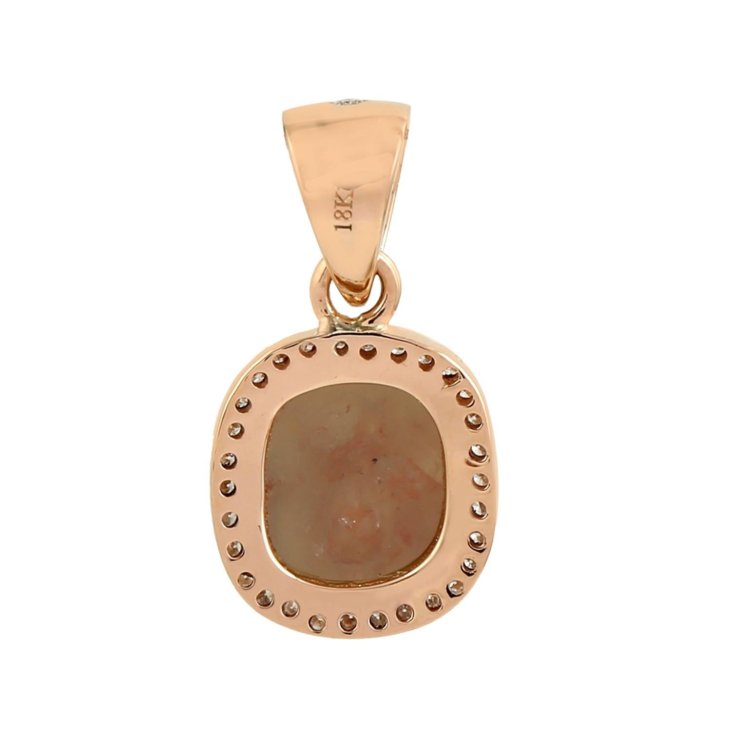 Taglio misto Ciondolo Ice Diamond Minimal con diamanti bianchi in oro 18 ct. in vendita