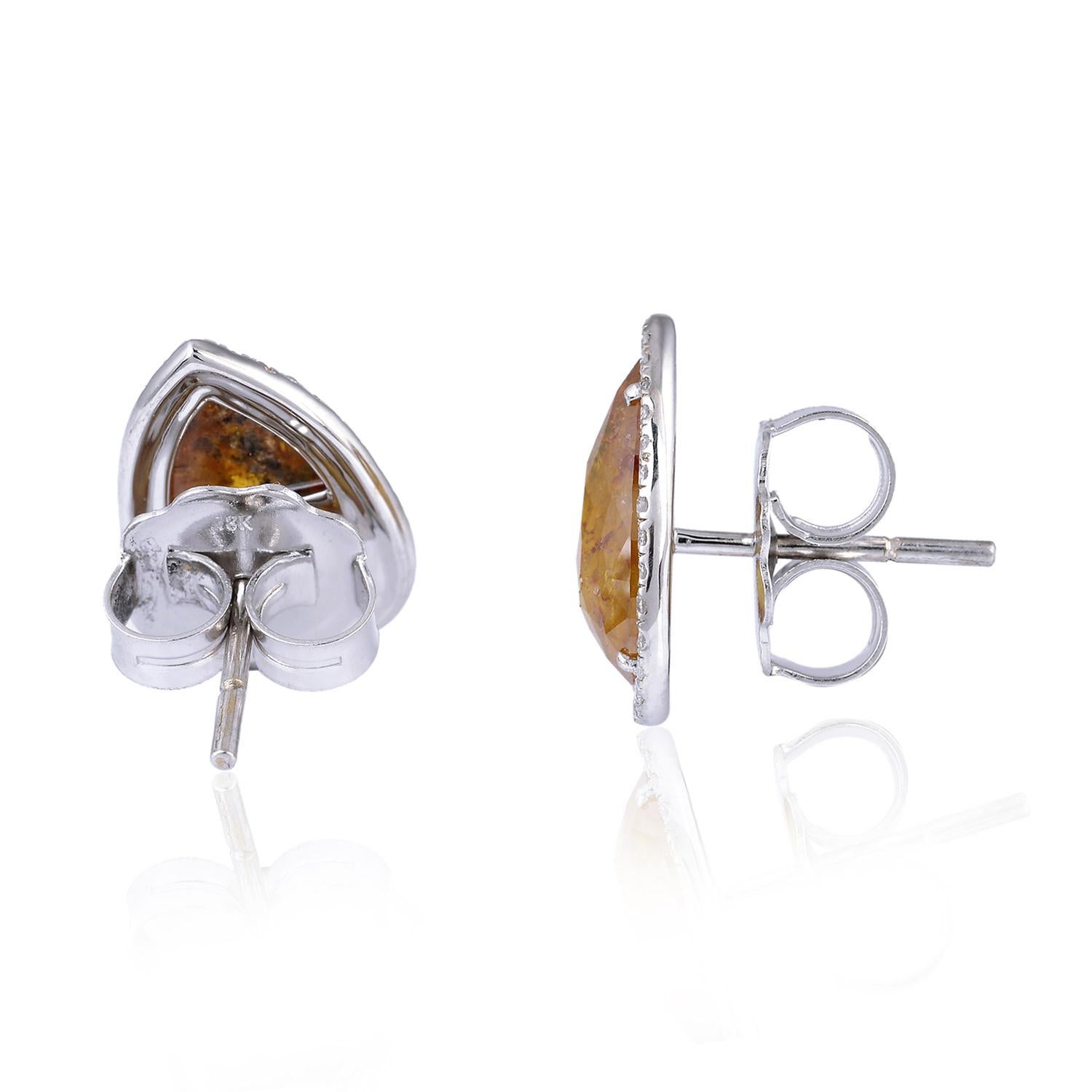 Artigiano Orecchini con diamante Ice Minimal in oro bianco 18 ct. in vendita