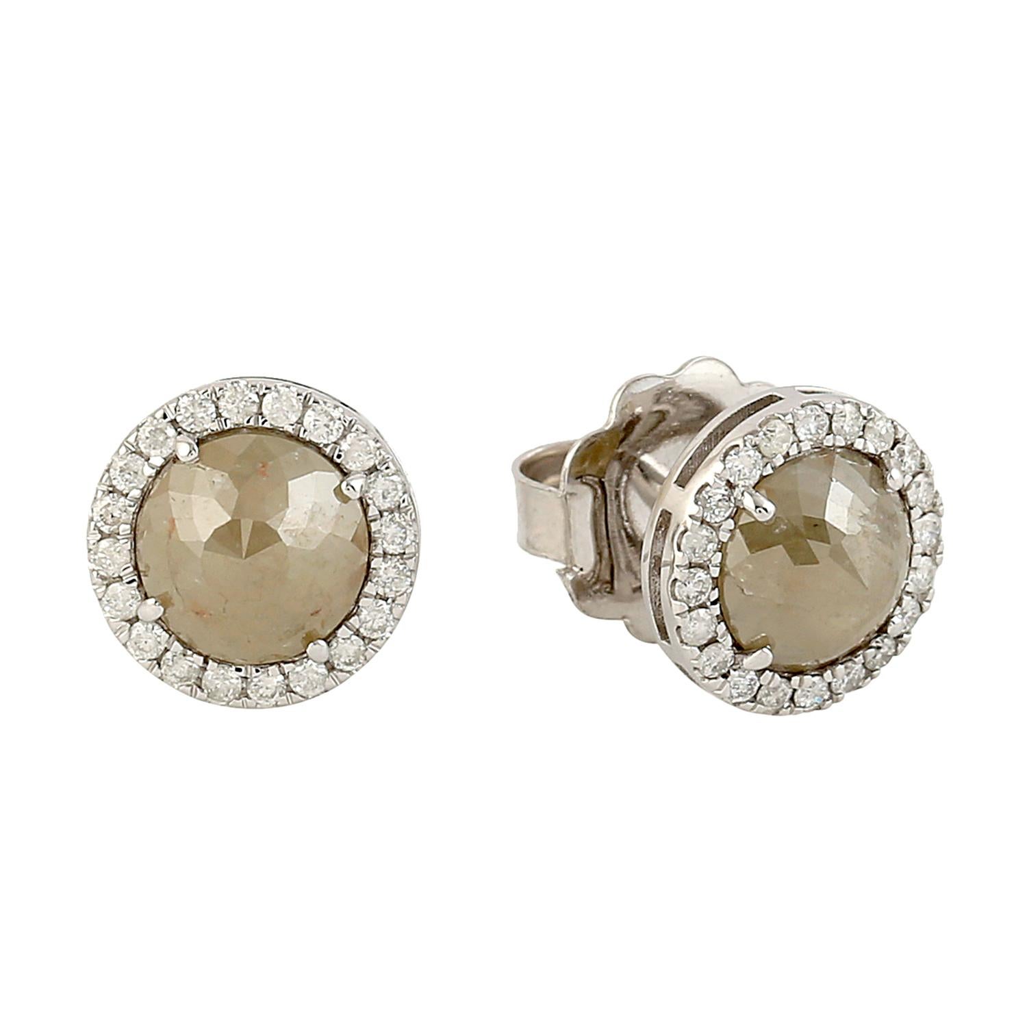 Artigiano Orecchini con diamante Ice Minimal in oro bianco 18 carati in vendita
