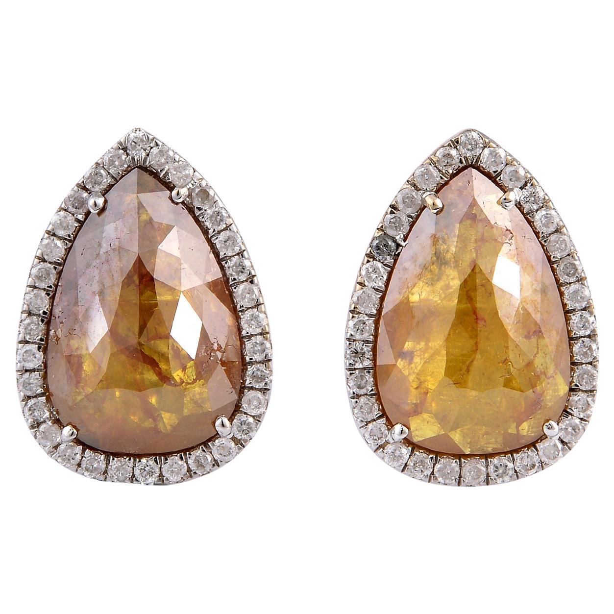 Pendientes Mínimos de Diamante Hielo en Oro Blanco de 18k