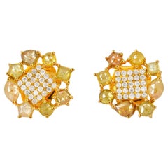 Ice Diamond Minimal Studs With Pave Diamonds Made In 18k Yellow Gold