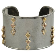 Ice Diamond Mounted Cuff Made In 18k White Gold & Silver
