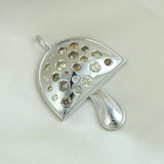 Ice Diamond Mushroom Pendant Made In 14k Yellow Gold