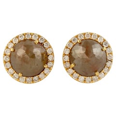 Ice Diamond Round Studs Made In 18k Yellow Gold