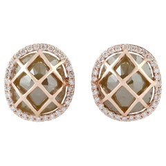 Ice Diamond Stud Earrings Made In 18k Rose Gold