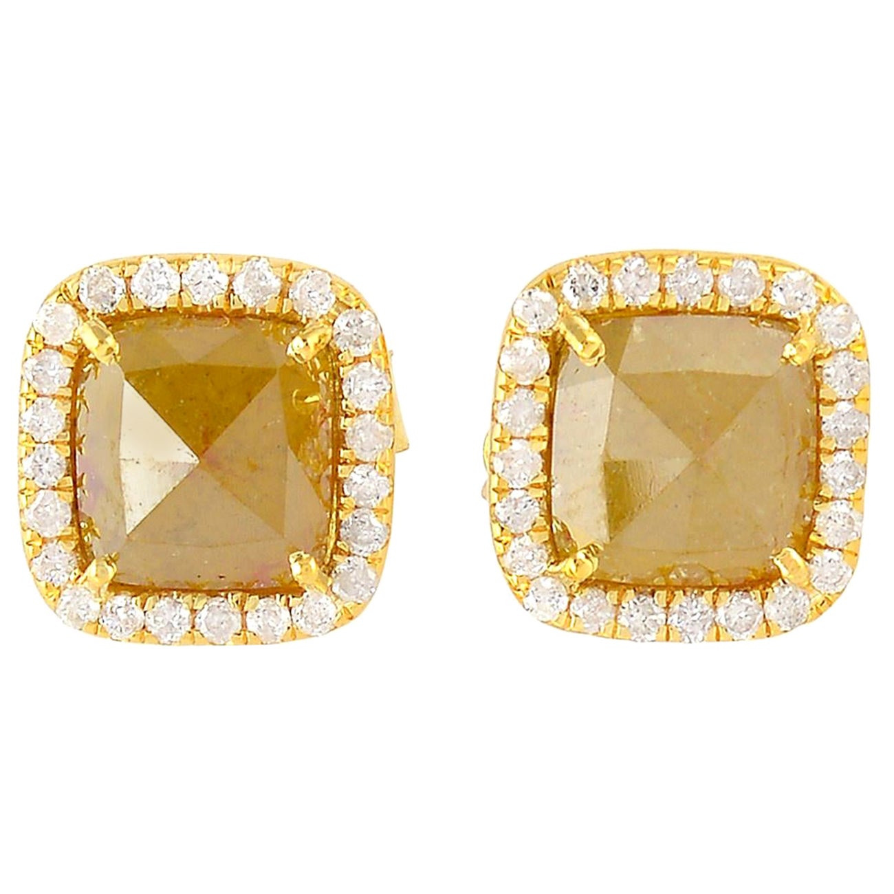 Pendientes de diamantes Ice con pavé de diamantes en oro amarillo de 18k