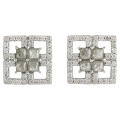 Borchie con diamanti Ice Accentate con diamanti Pave in oro bianco 18 carati