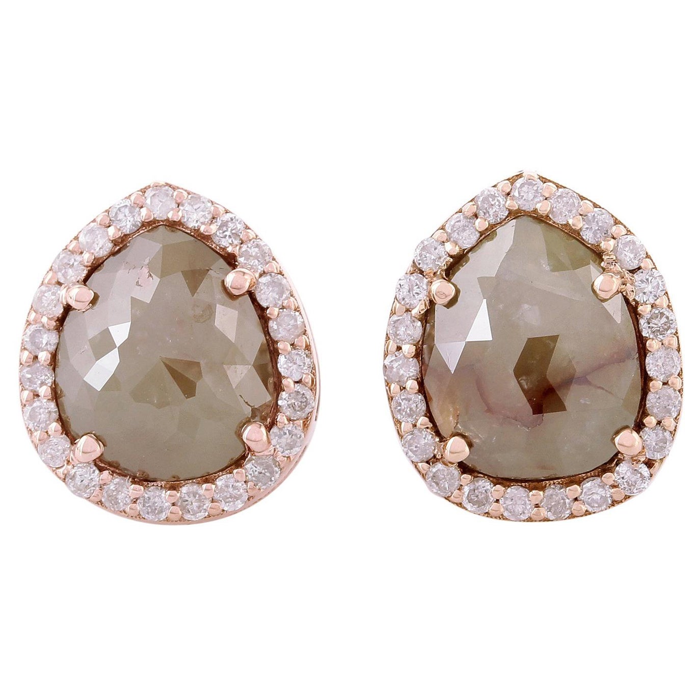 Tachuelas de Diamante de Hielo con Diamantes Pave de Oro de 18k