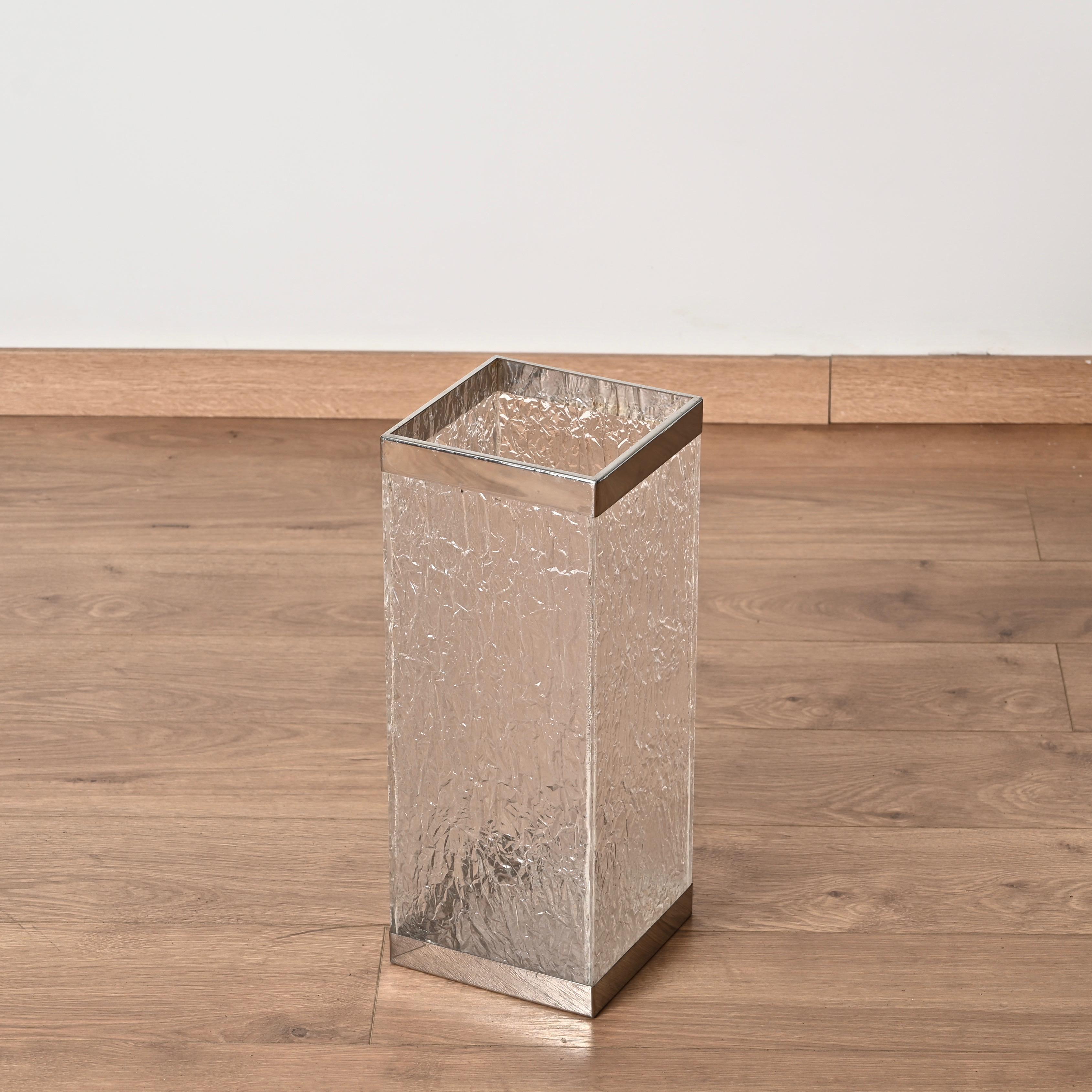 Stand parapluie italien en lucite à effet de glace et chrome, Willy Rizzo, années 1970 en vente 6