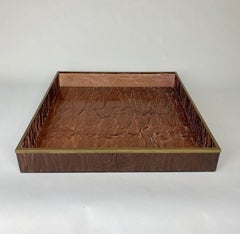 Centro de mesa bandeja efecto hielo, Lucite y latón Estilo Willy Rizzo, Italia, años 70