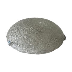 Ice Glass and Metal Large Flush Mount Ceiling par Kaiser Leuchten, années 1970, Allemagne