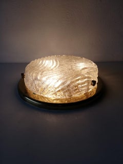 Empotrable redondo de cristal y latón de Hillebrand, años 60 Alemania