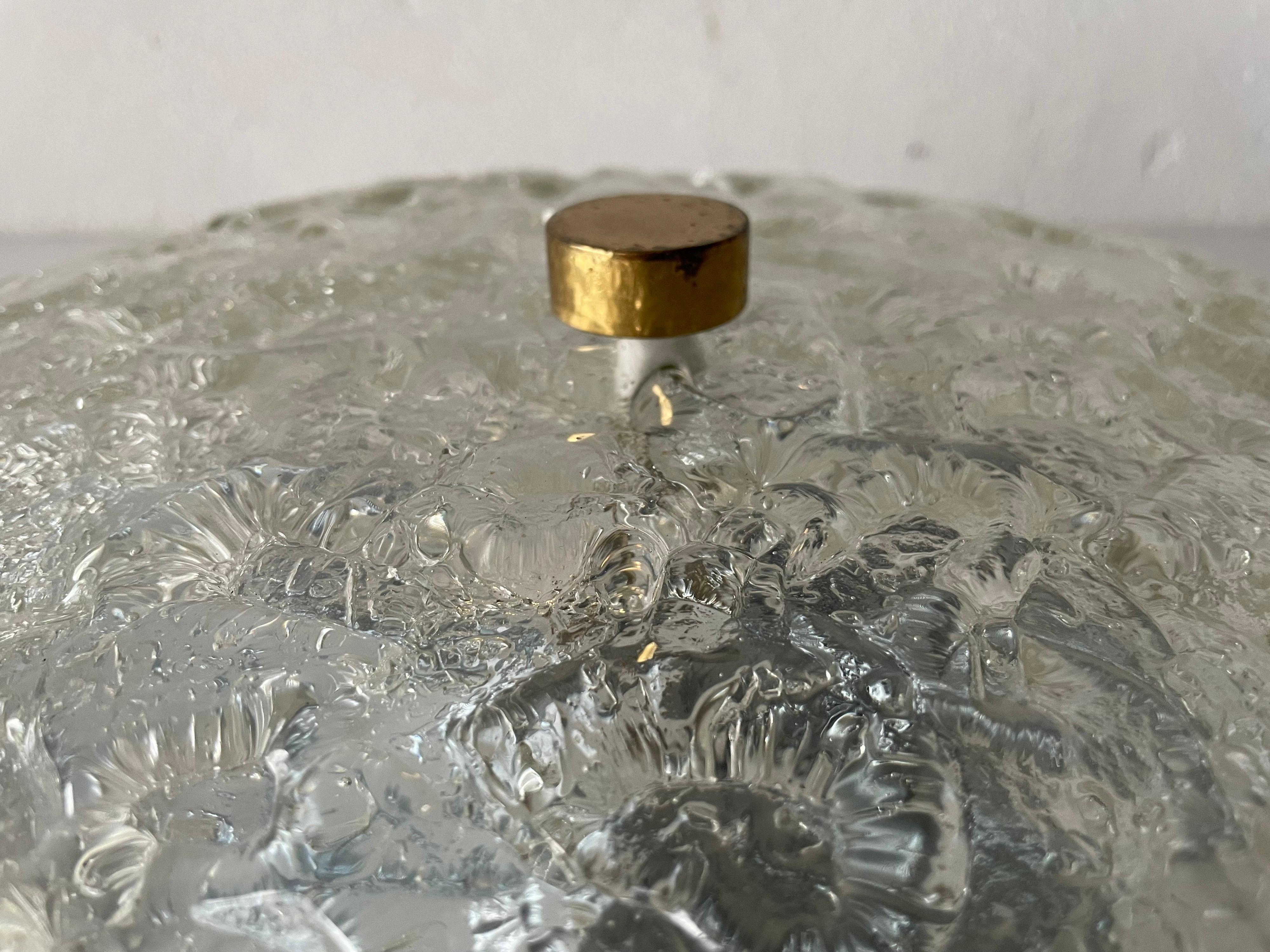 Ice Glass &Brass Sunshine Large Ceiling Lamp by Schröder Leuchten, 1960s Germany For Sale 2