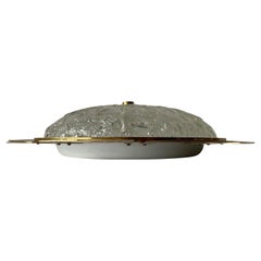Ice Glass &Brass Sunshine Large Ceiling Lamp by Schröder Leuchten, 1960s Germany