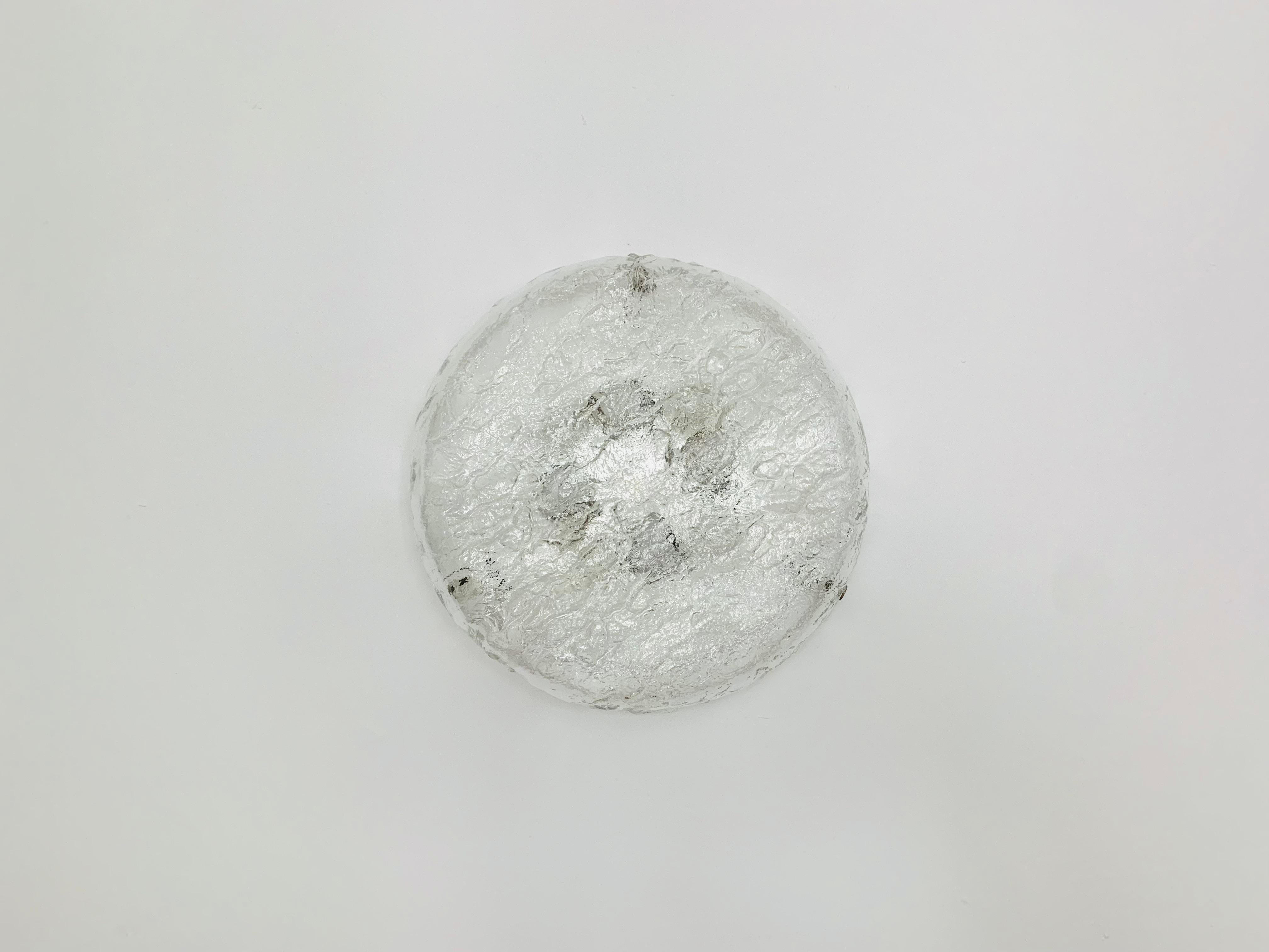 Mid-Century Modern Ice glass ceiling lamp by Kaiser Leuchten For Sale