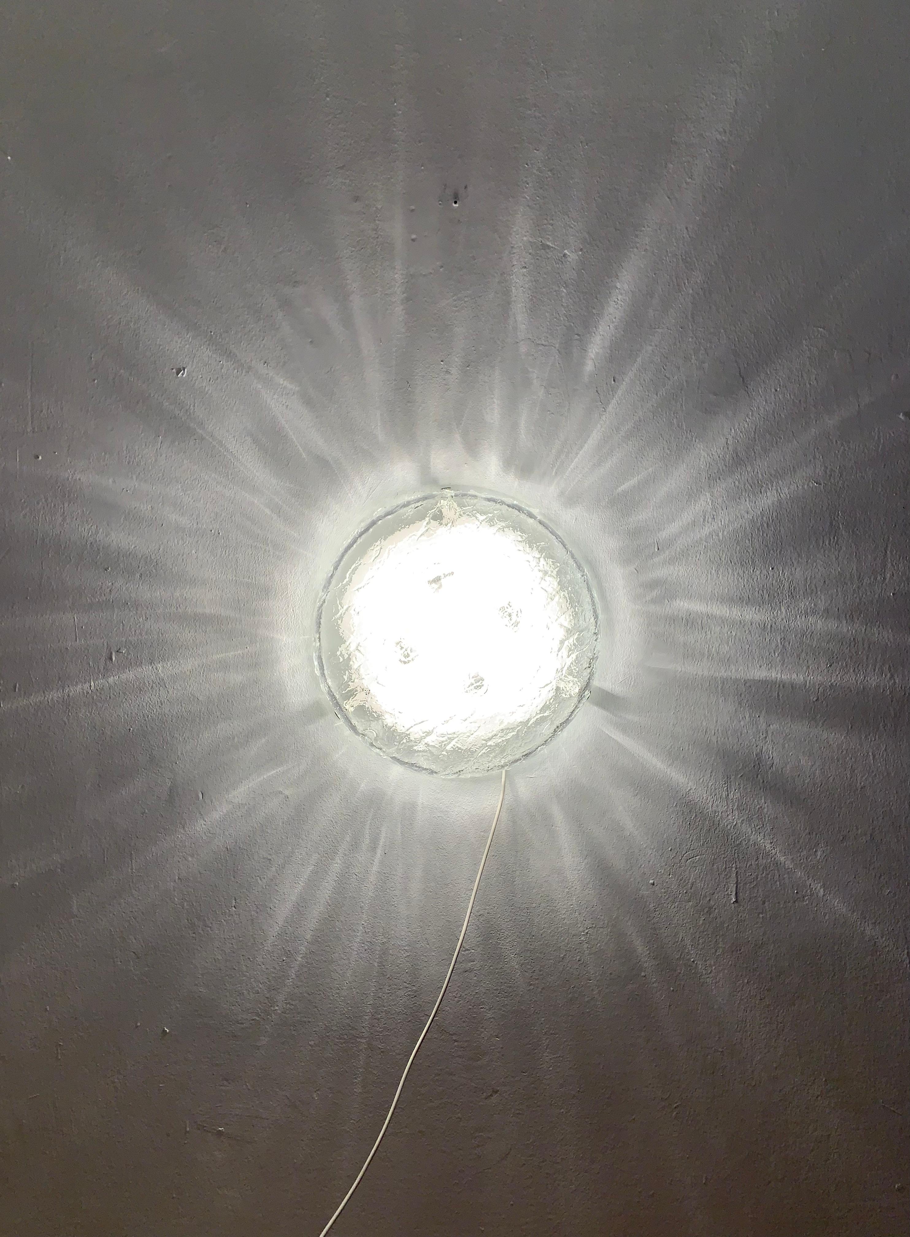 Metal Ice glass ceiling lamp by Kaiser Leuchten For Sale