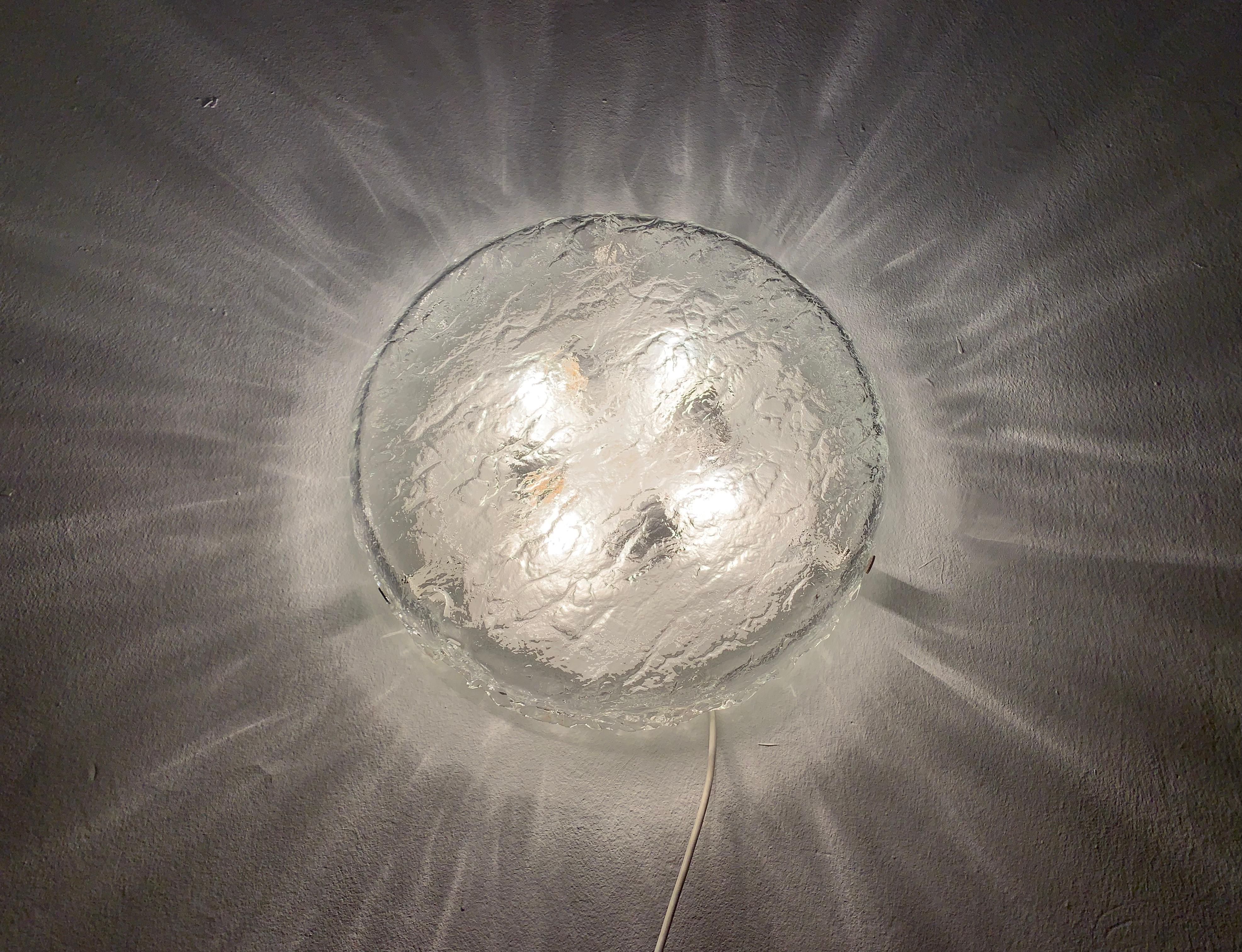 Ice glass ceiling lamp by Kaiser Leuchten For Sale 1