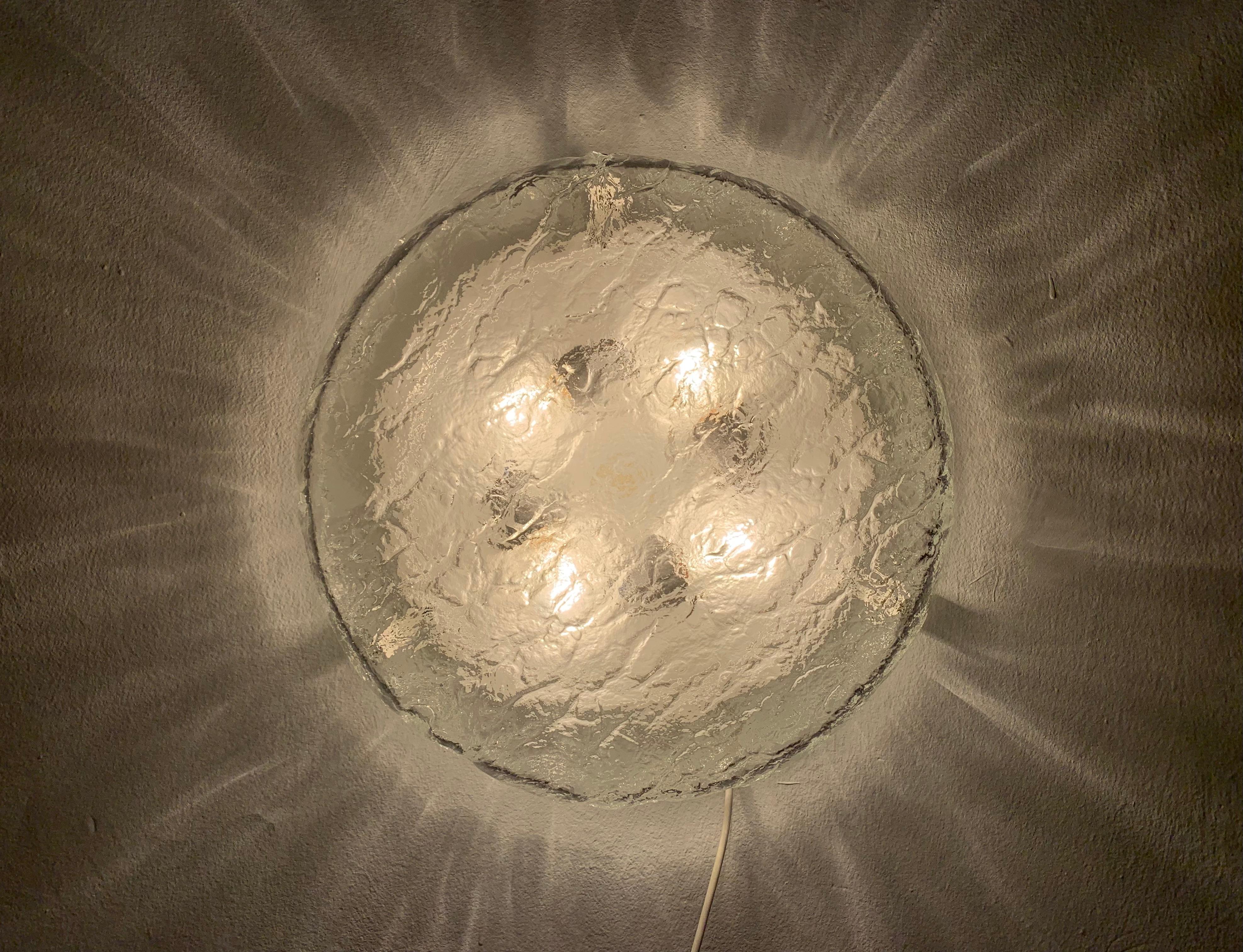 Ice glass ceiling lamp by Kaiser Leuchten For Sale 2
