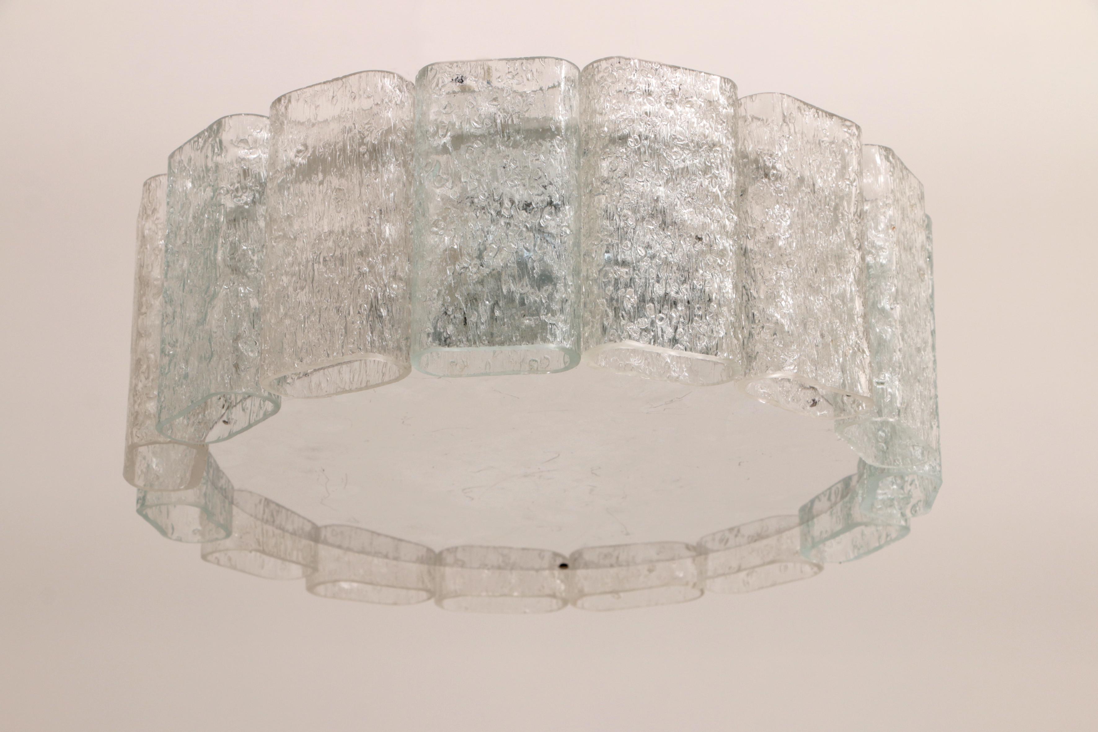 Ice Glass Ceiling Lamp Doria Leuchten 1960 Germany In Good Condition In Oostrum-Venray, NL