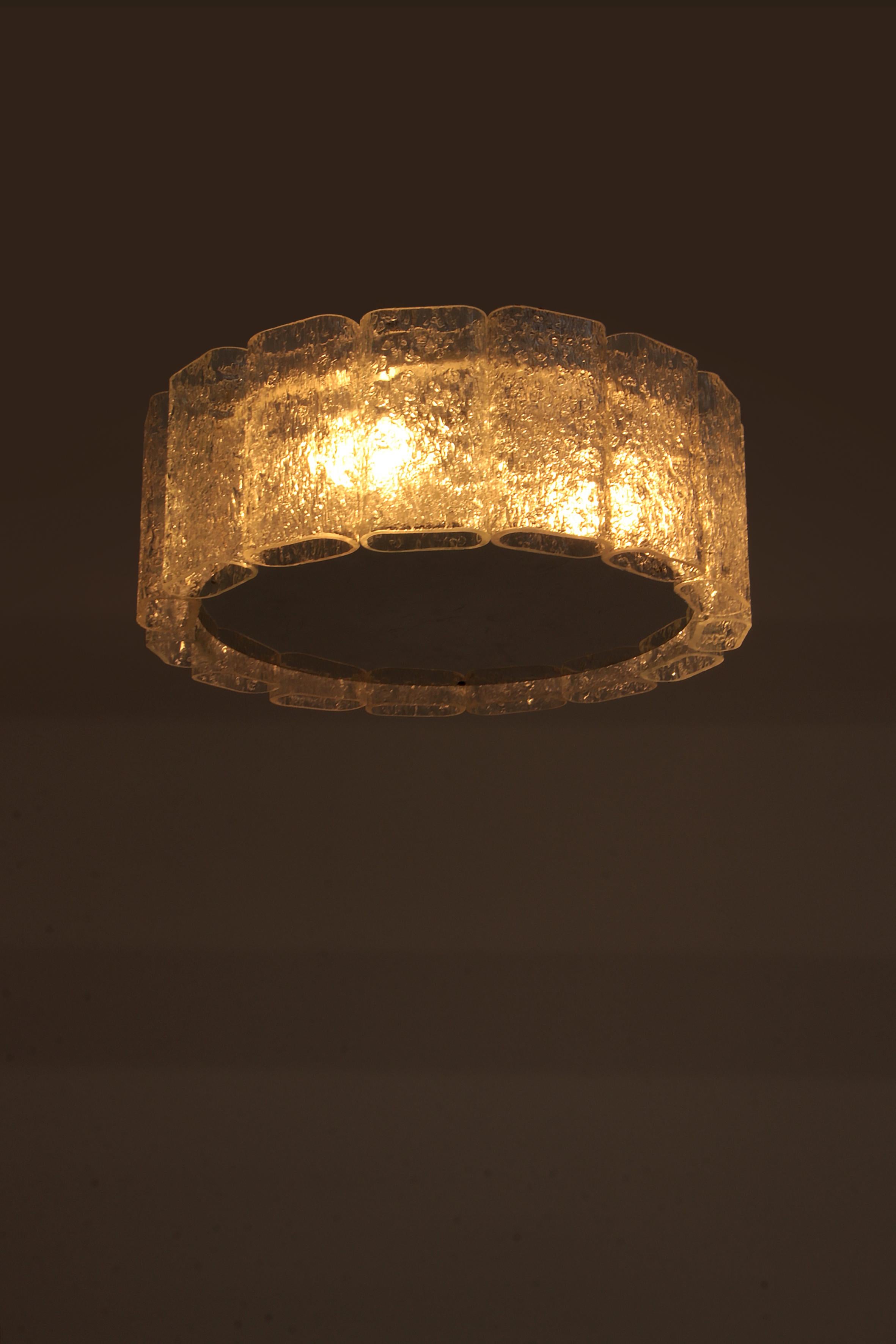 Ice Glass Ceiling Lamp Doria Leuchten 1960 Germany 5