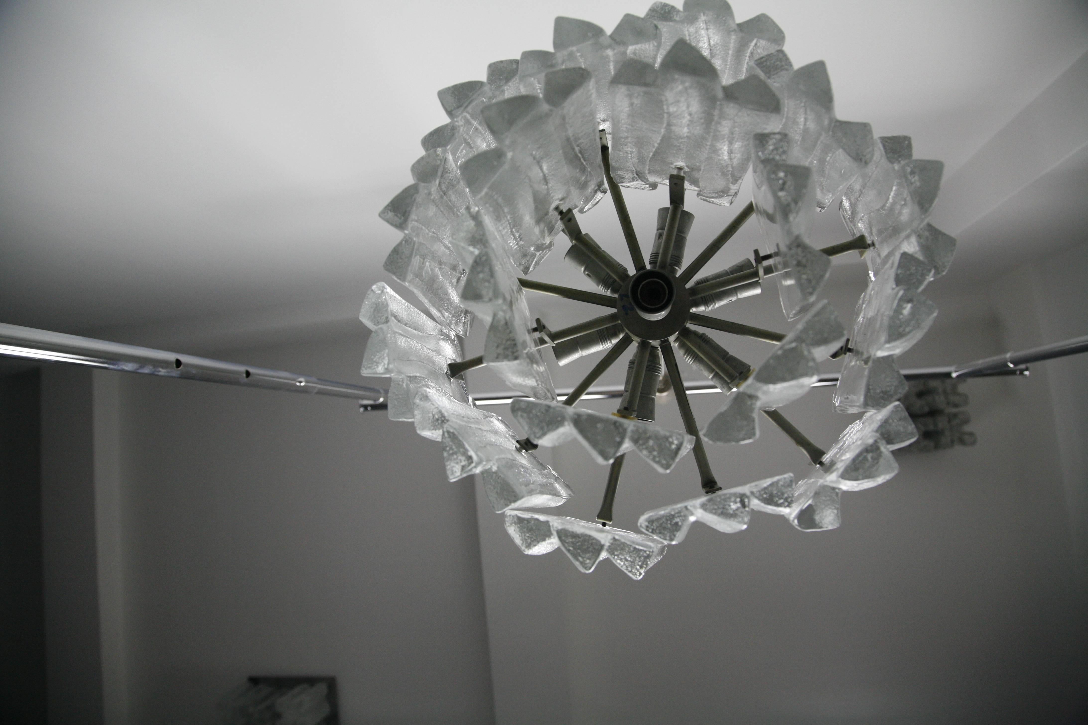 Ice Glass Chandelier, 1960, Kalmar Austria In Good Condition For Sale In Bronx, NY