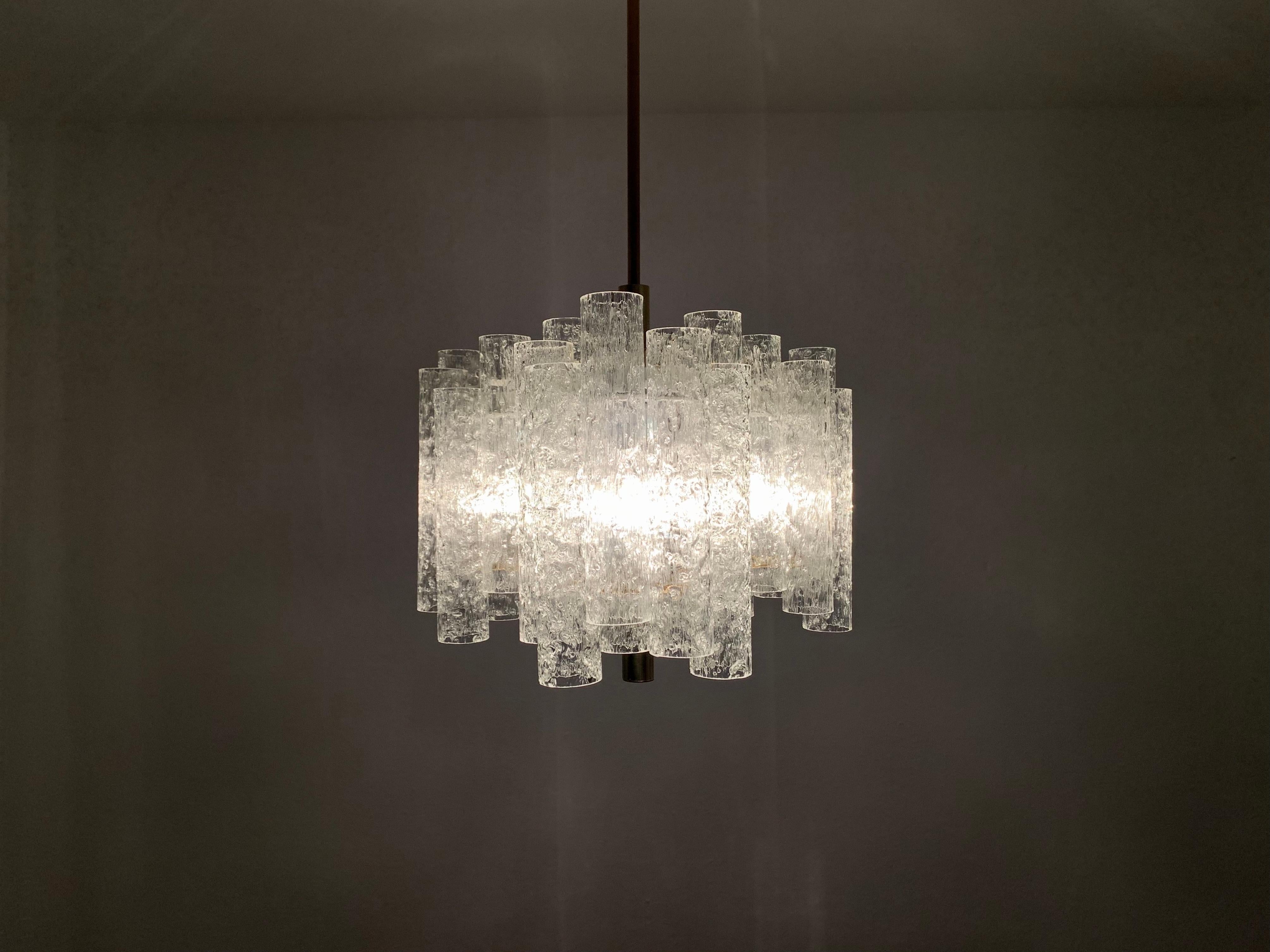 Ice Glass Chandelier by Doria For Sale 4