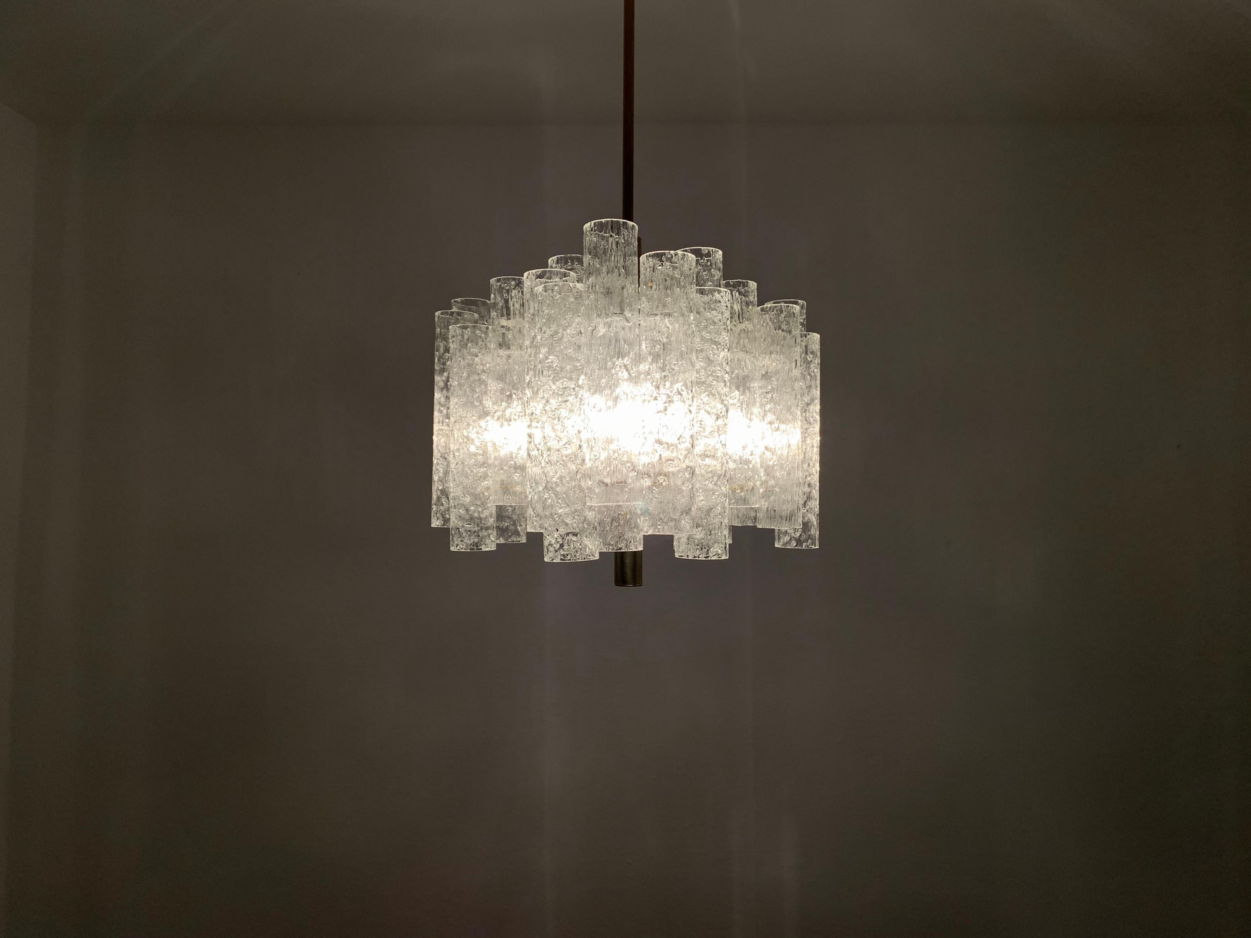 Ice Glass Chandelier by Doria For Sale 7