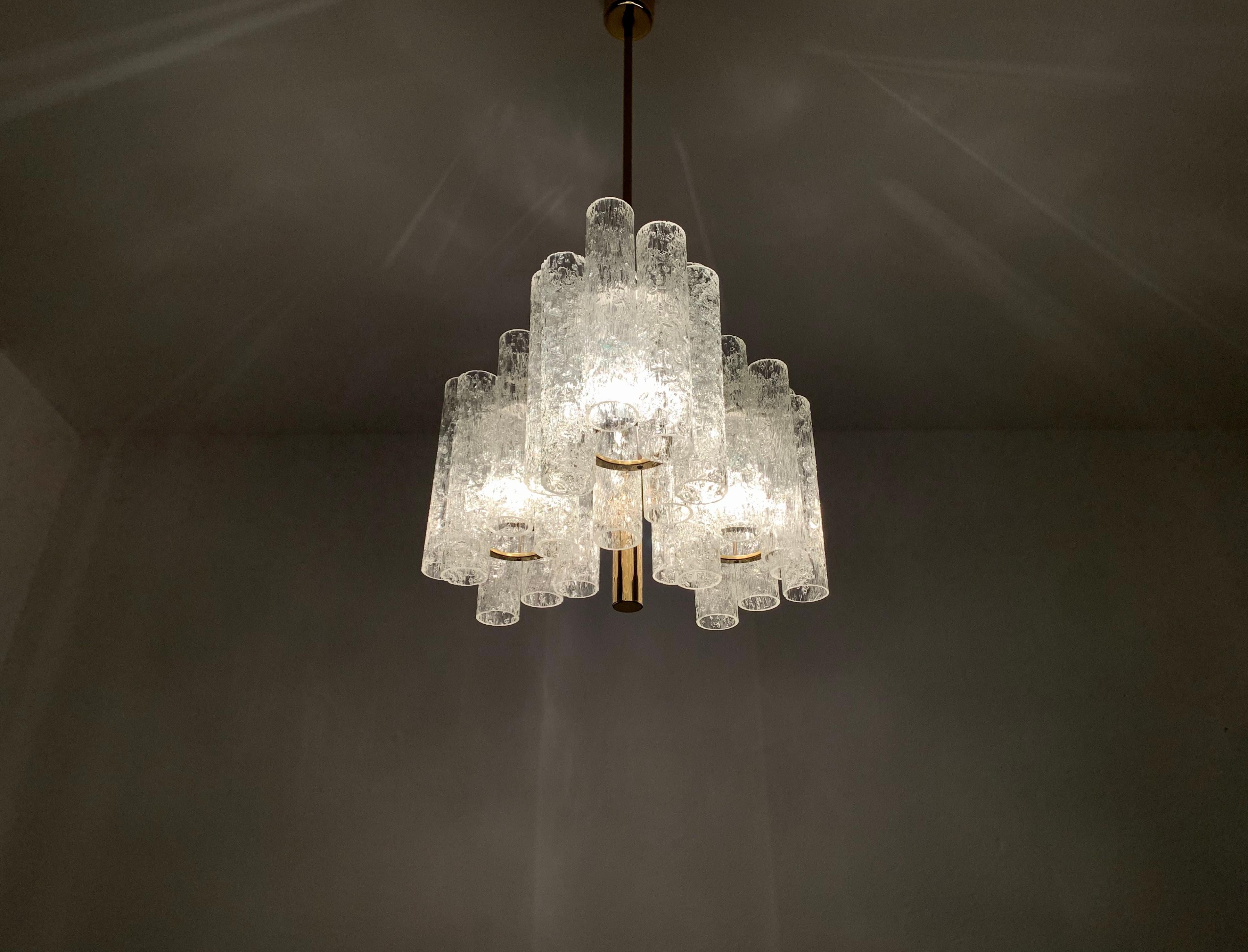 Ice Glass Chandelier by Doria For Sale 8