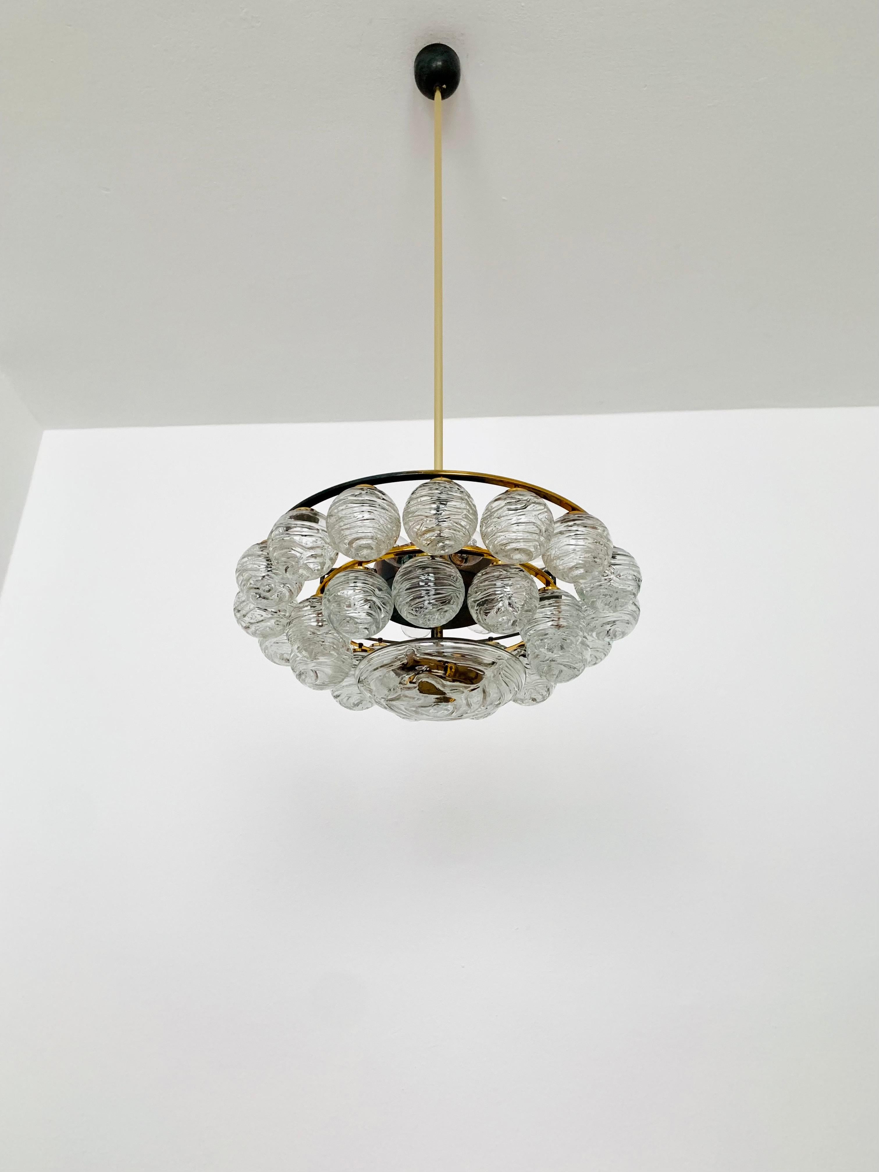 Mid-20th Century Ice Glass Chandelier by Doria For Sale