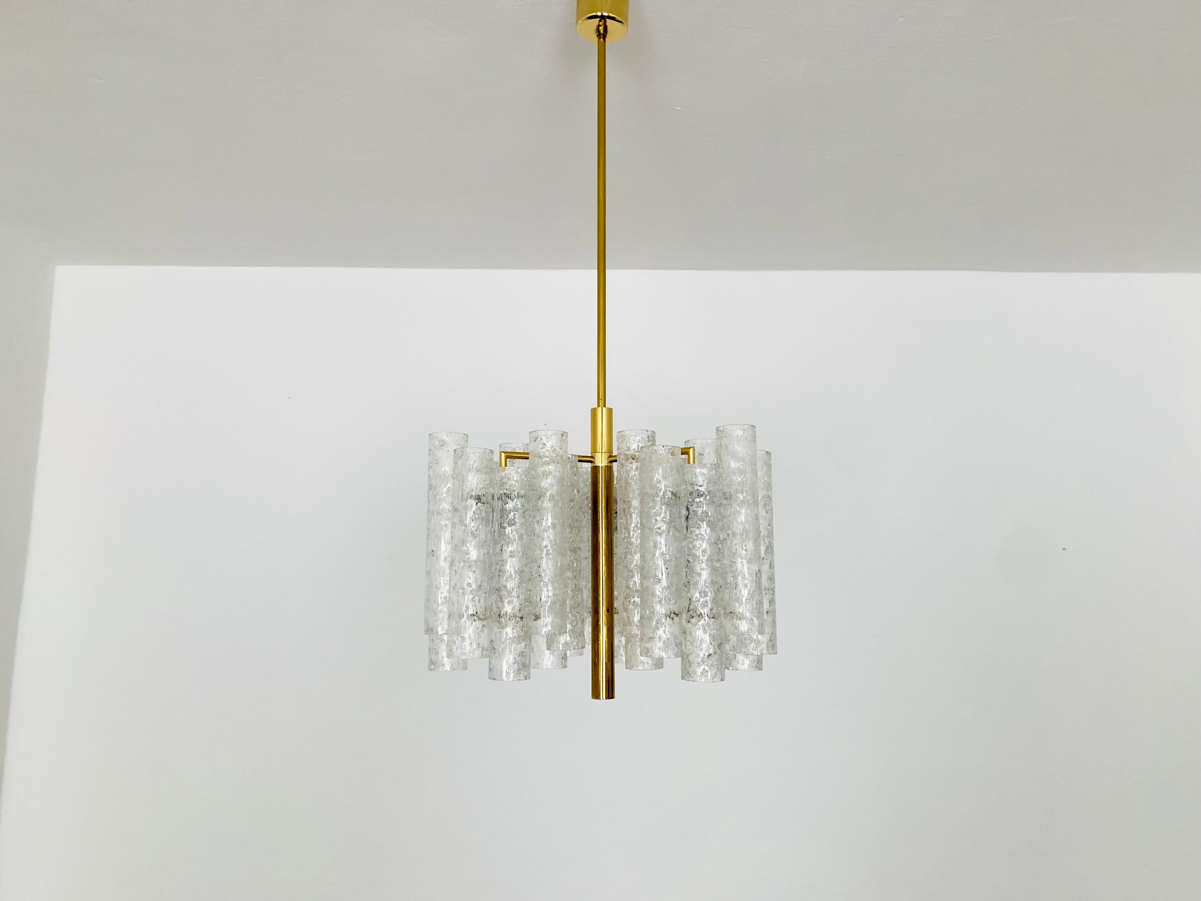 Mid-20th Century Ice Glass Chandelier by Doria For Sale