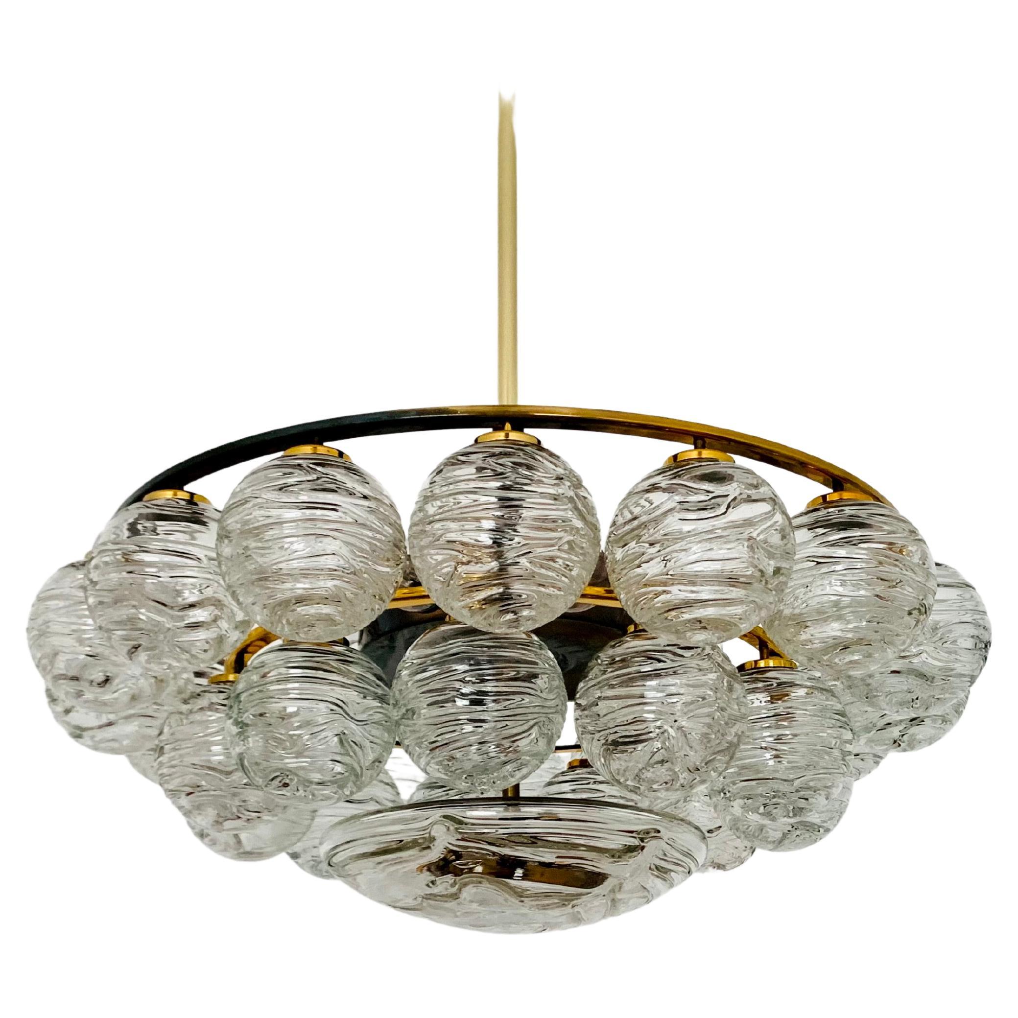 Ice Glass Chandelier by Doria For Sale