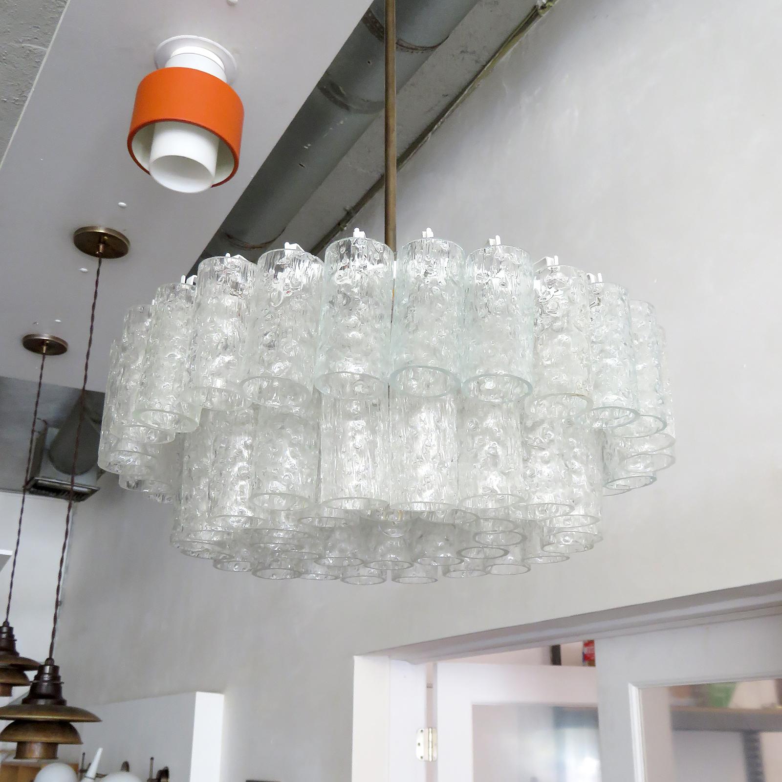 Tedesco Lampadario in vetro ghiaccio di Doria, Germania, 1960 in vendita