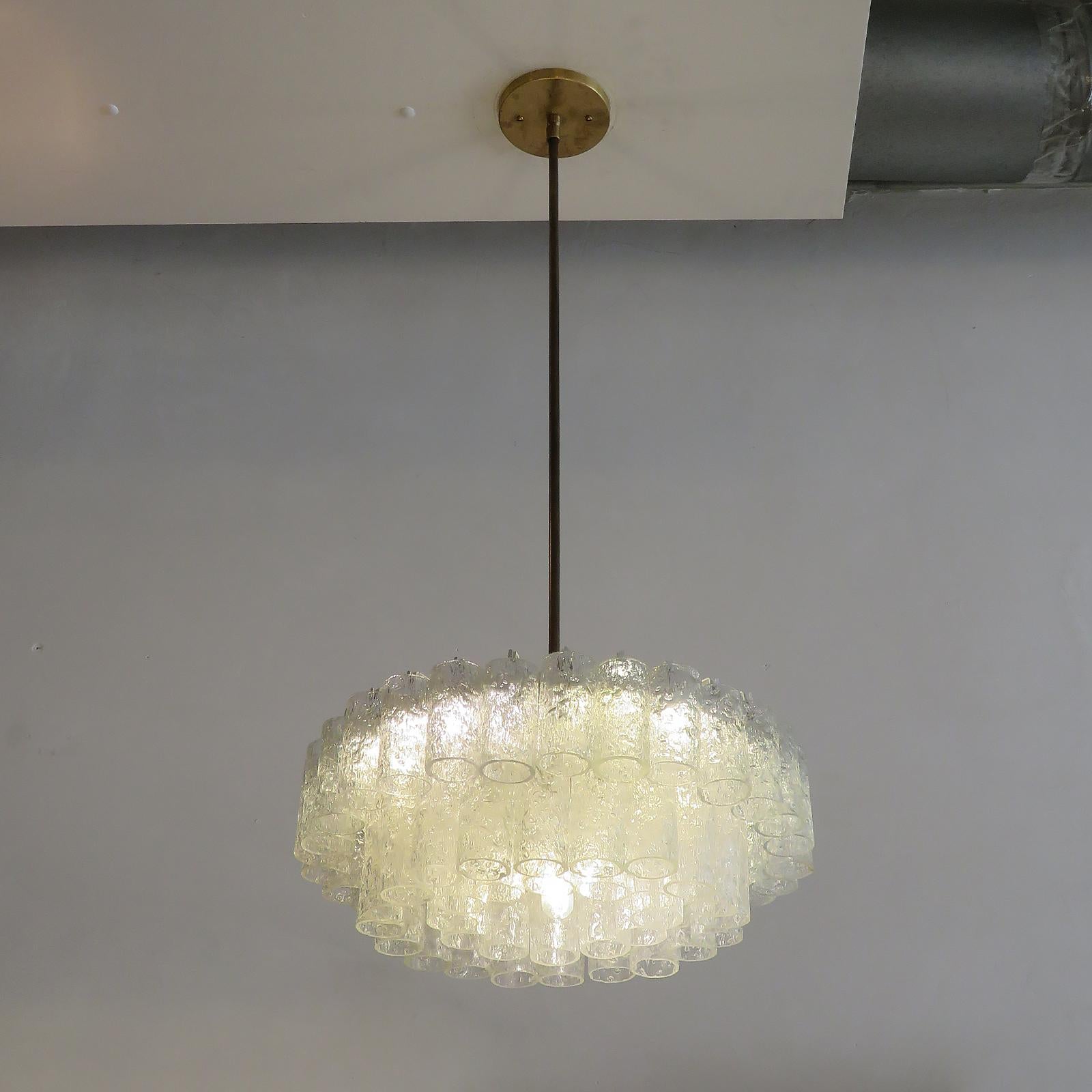 Lampadario in vetro ghiaccio di Doria, Germania, 1960 in vendita 1