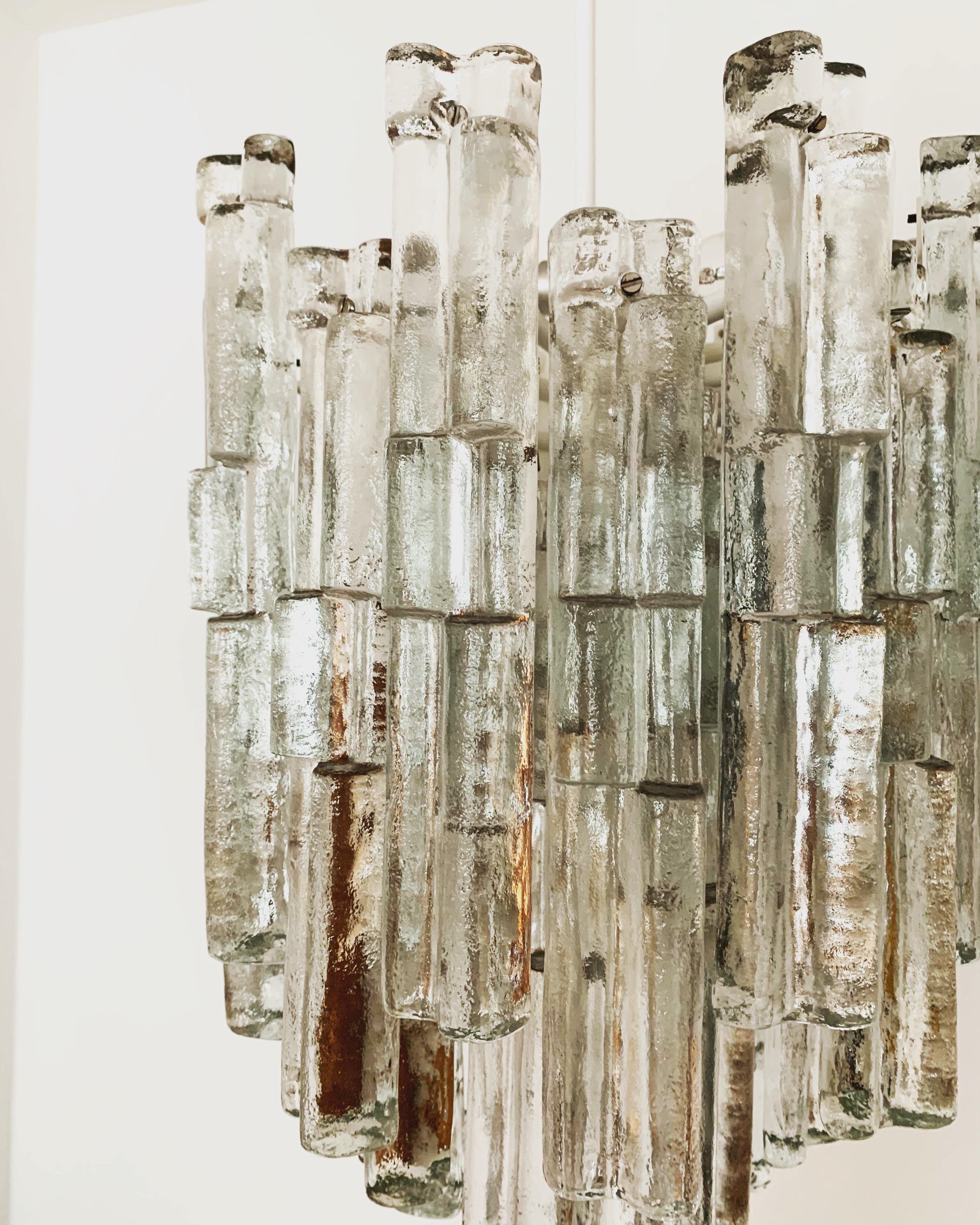 Ice Glass Chandelier by J.T. Kalmar For Sale 3