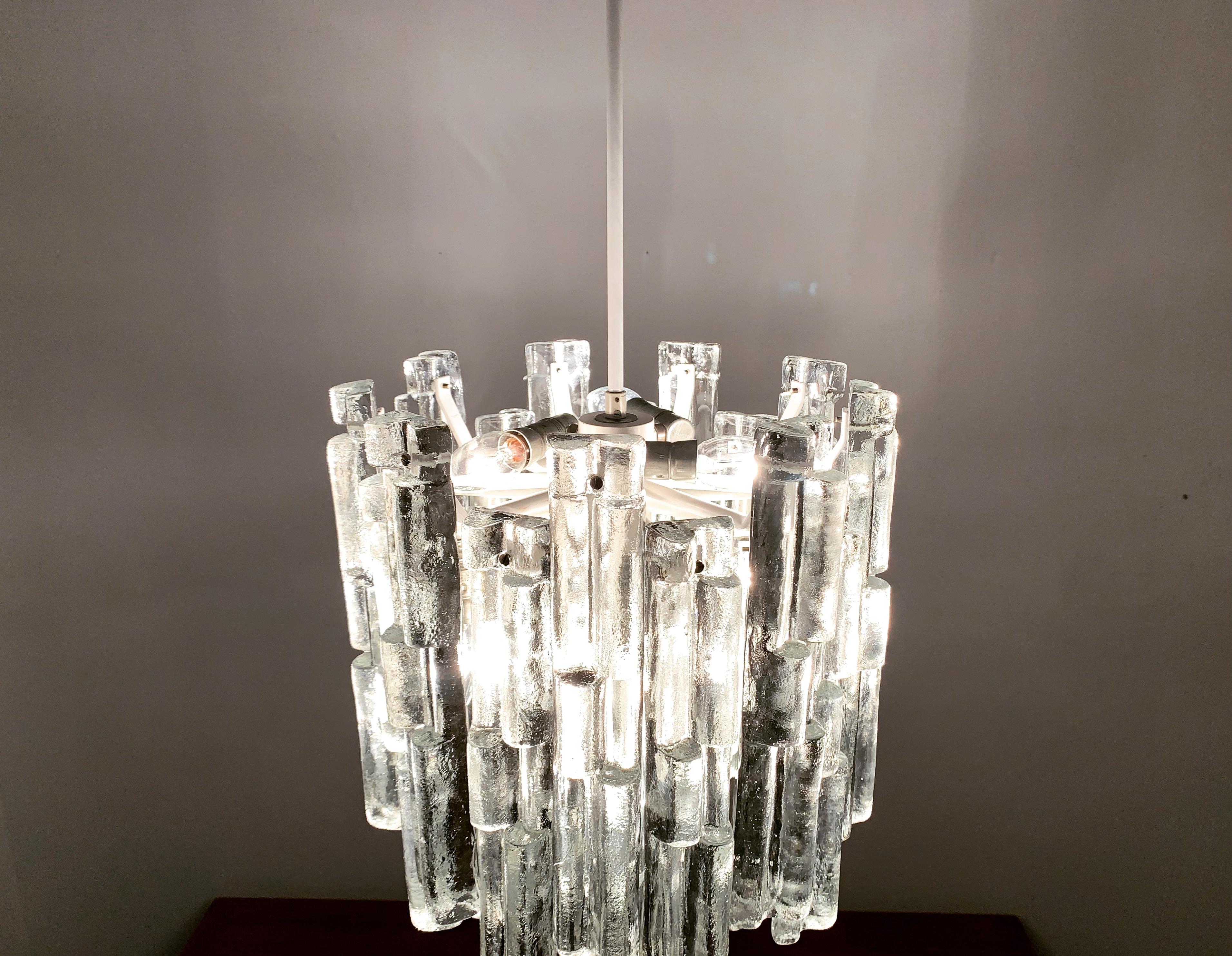 Ice Glass Chandelier by J.T. Kalmar For Sale 6
