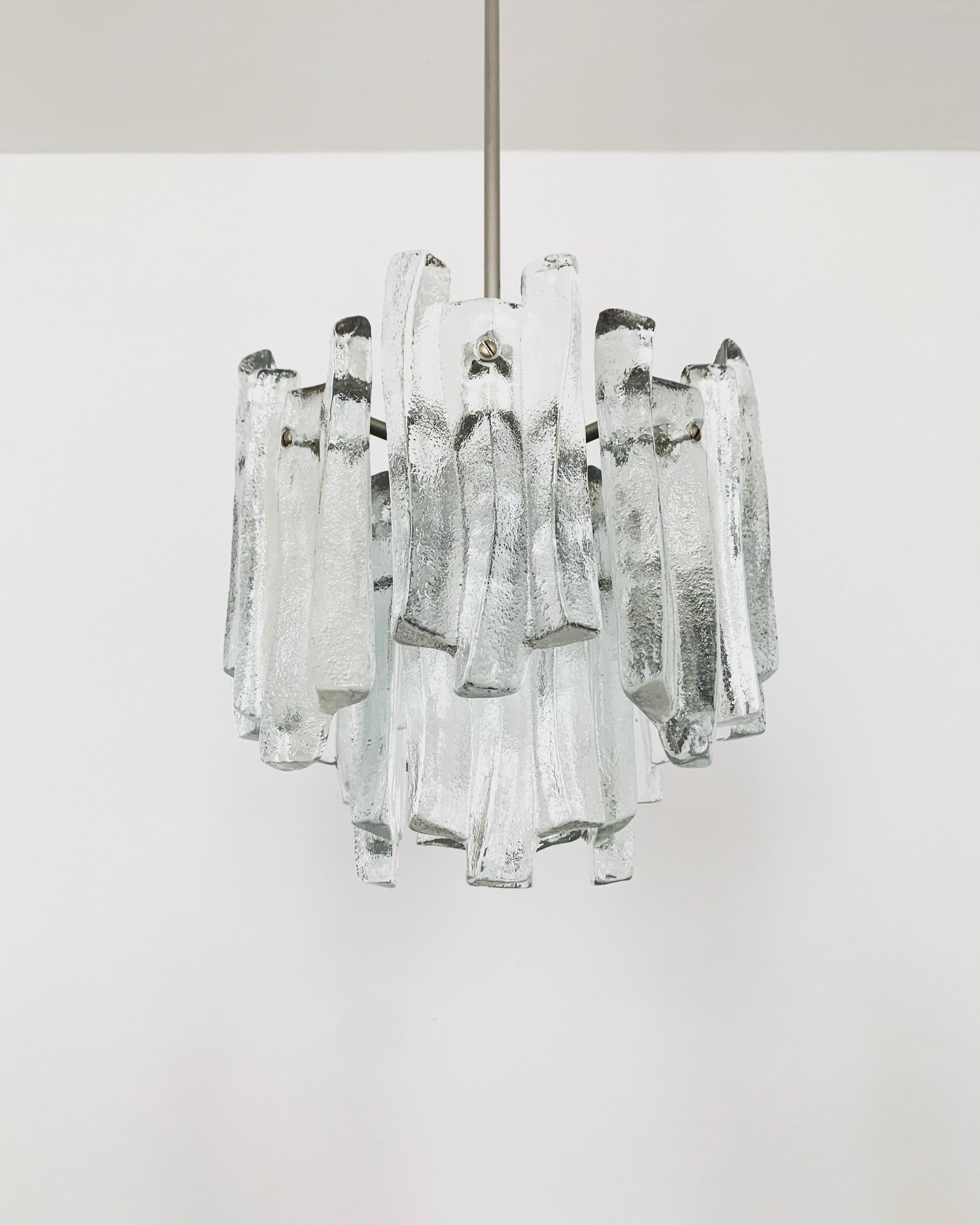 Lampadario in vetro ghiaccio di J.T. Kalmar In condizioni buone in vendita a München, DE