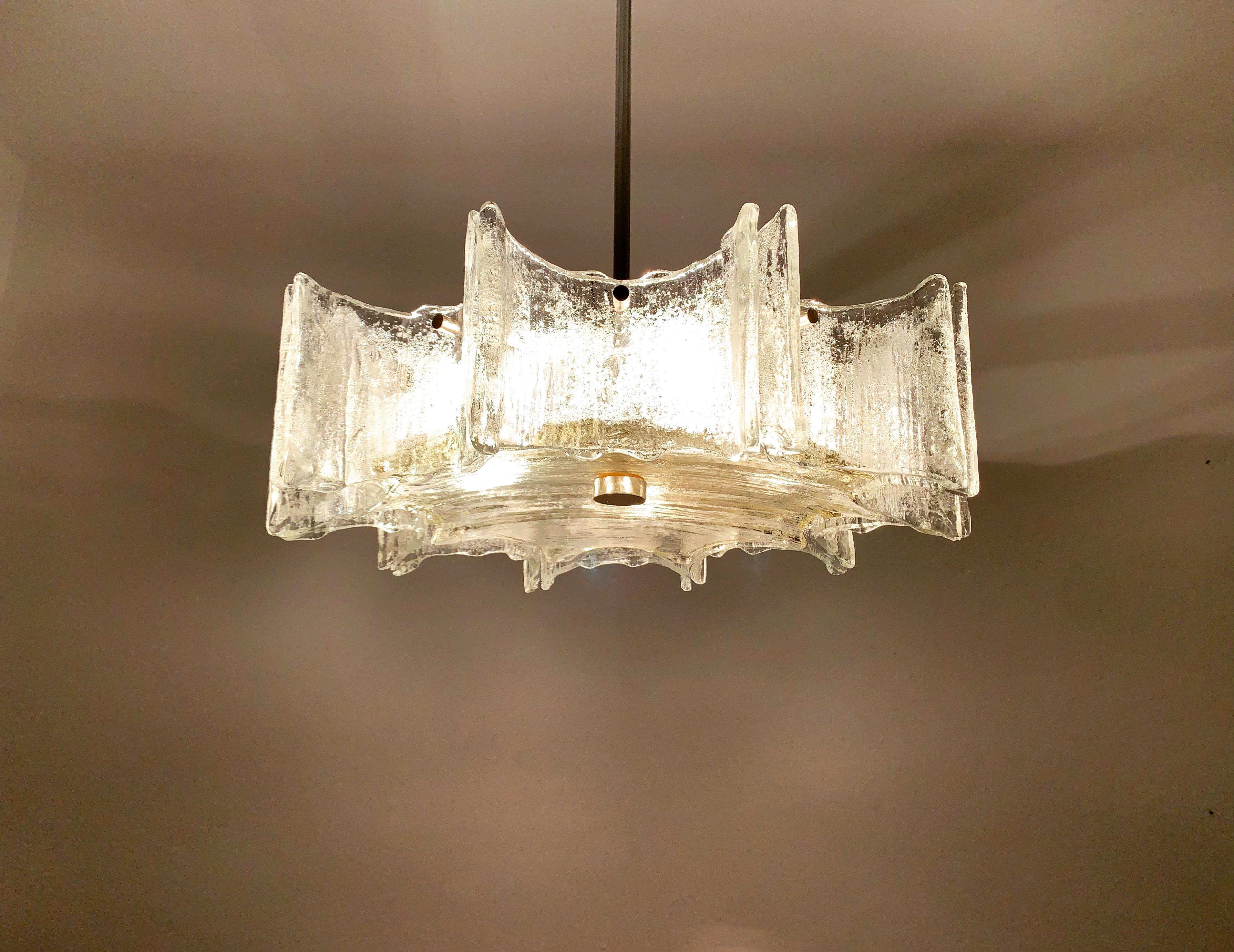 Ice Glass Chandelier by Kaiser Leuchten For Sale 4