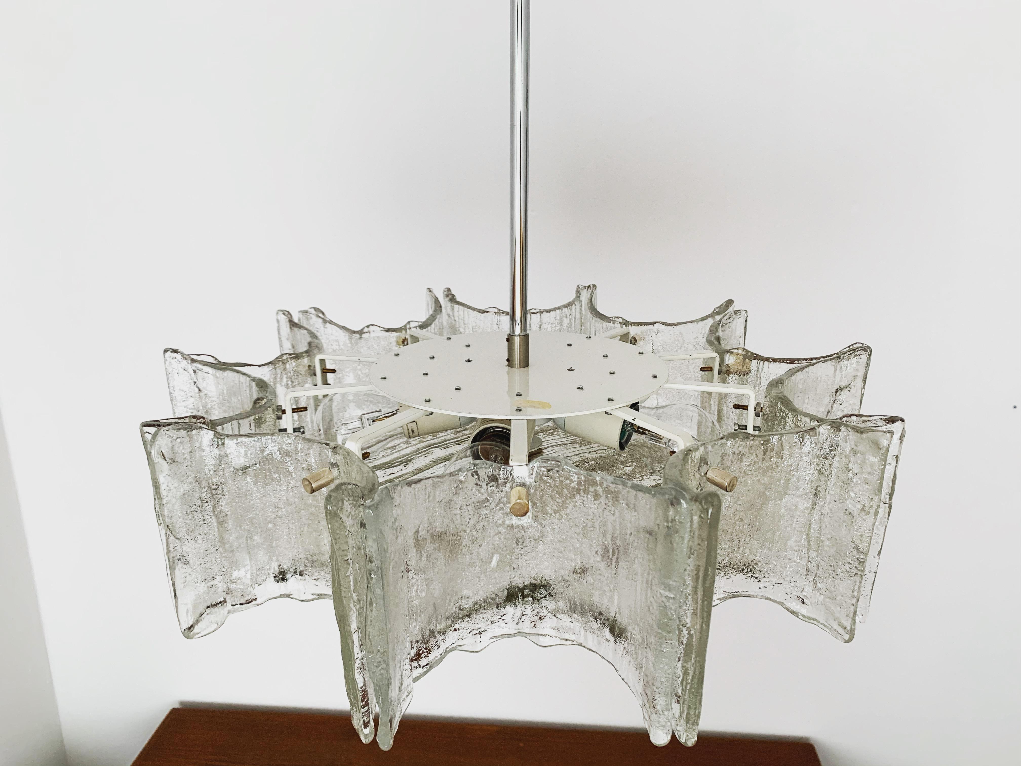 Ice Glass Chandelier by Kaiser Leuchten For Sale 2