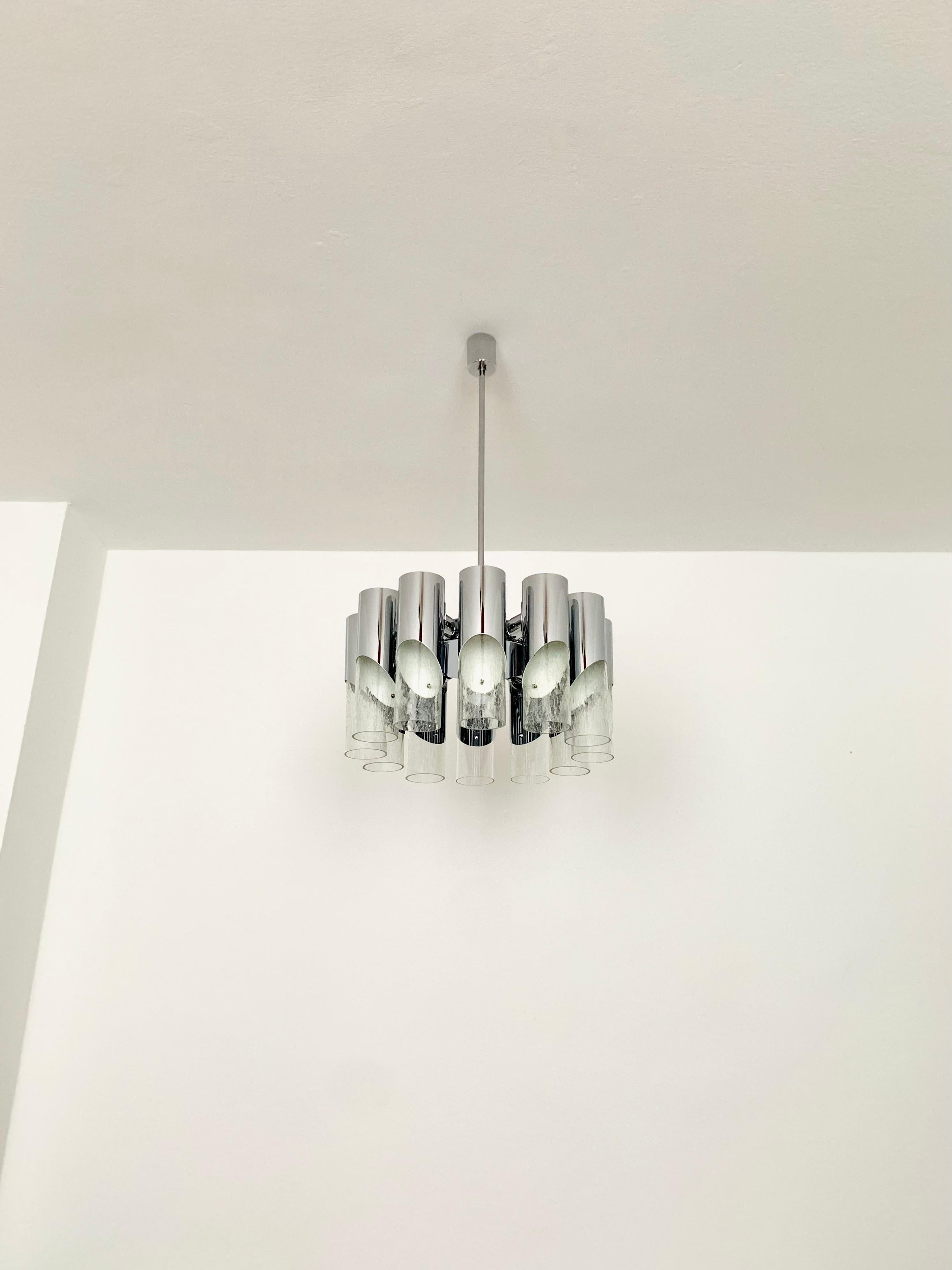 Space Age Ice Glass Chandelier For Sale