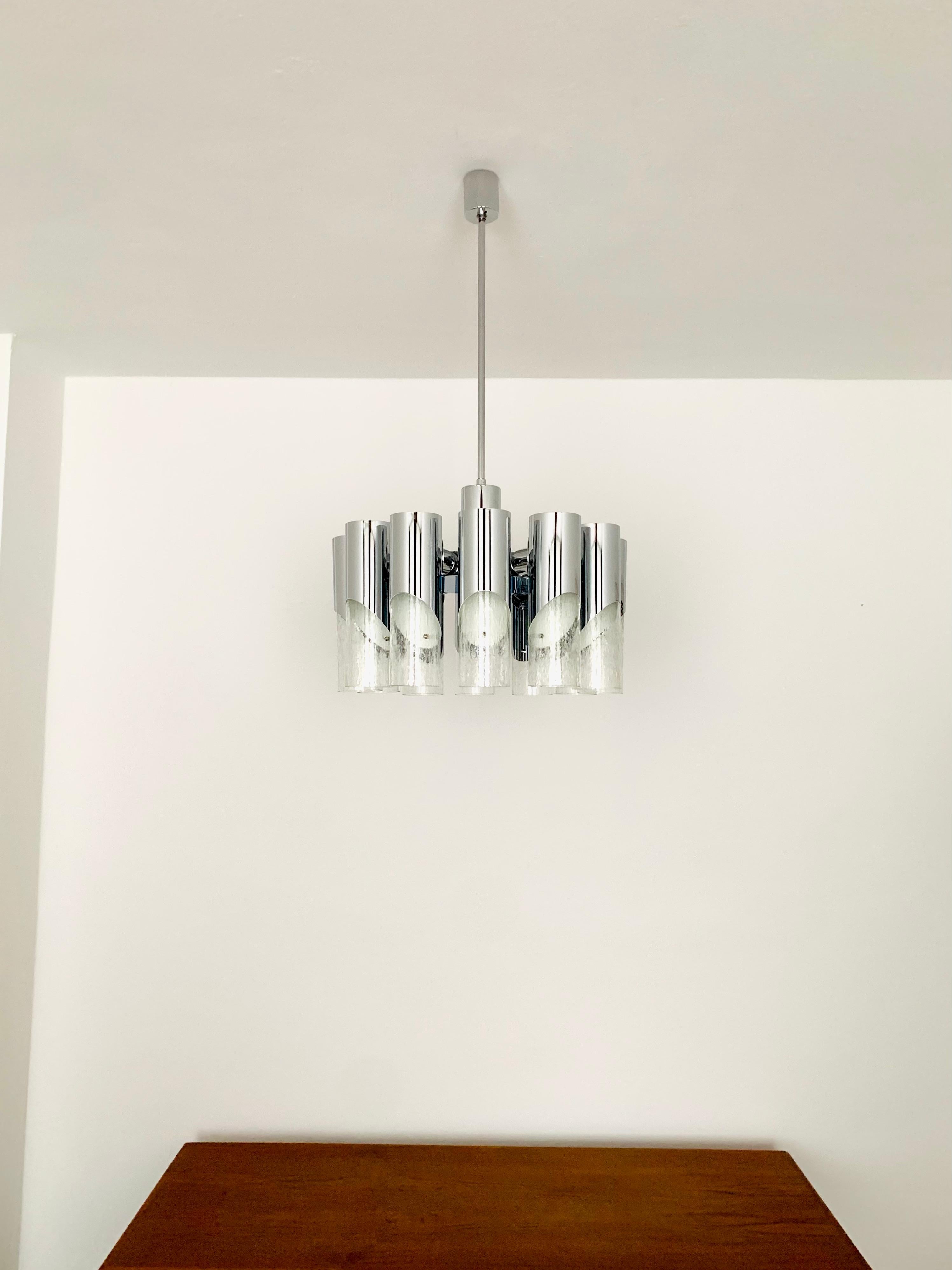 German Ice Glass Chandelier For Sale