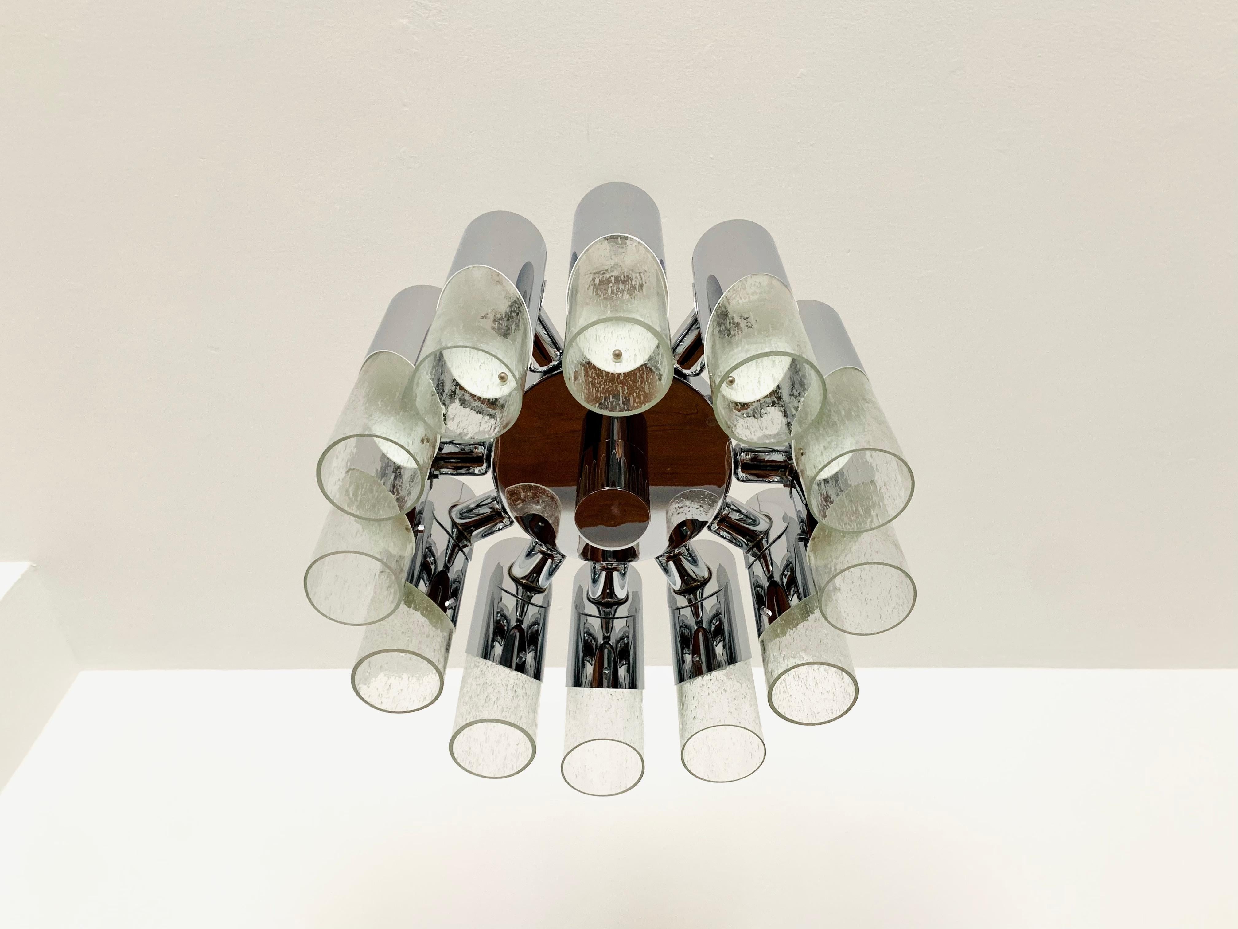 Mid-20th Century Ice Glass Chandelier For Sale